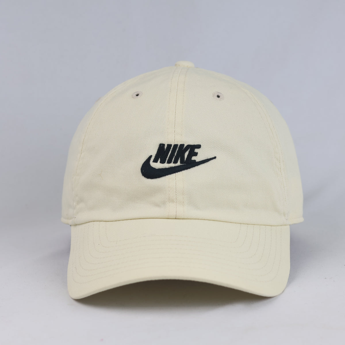 Thrifted Nike Classic Swoosh Off-White Adjustable Strapback Cap | 11035