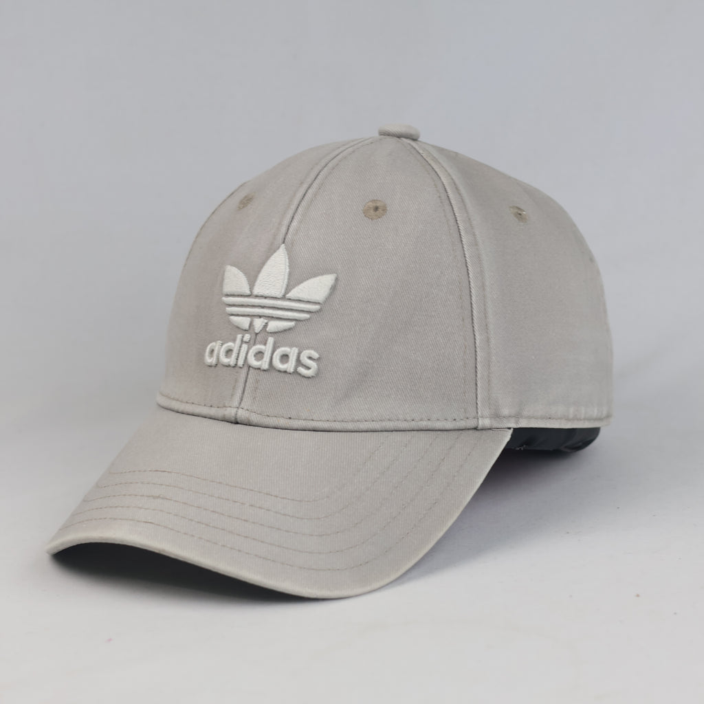 Thrifted Adidas Classic Trefoil Light Grey Adjustable Strapback Cap | 11036