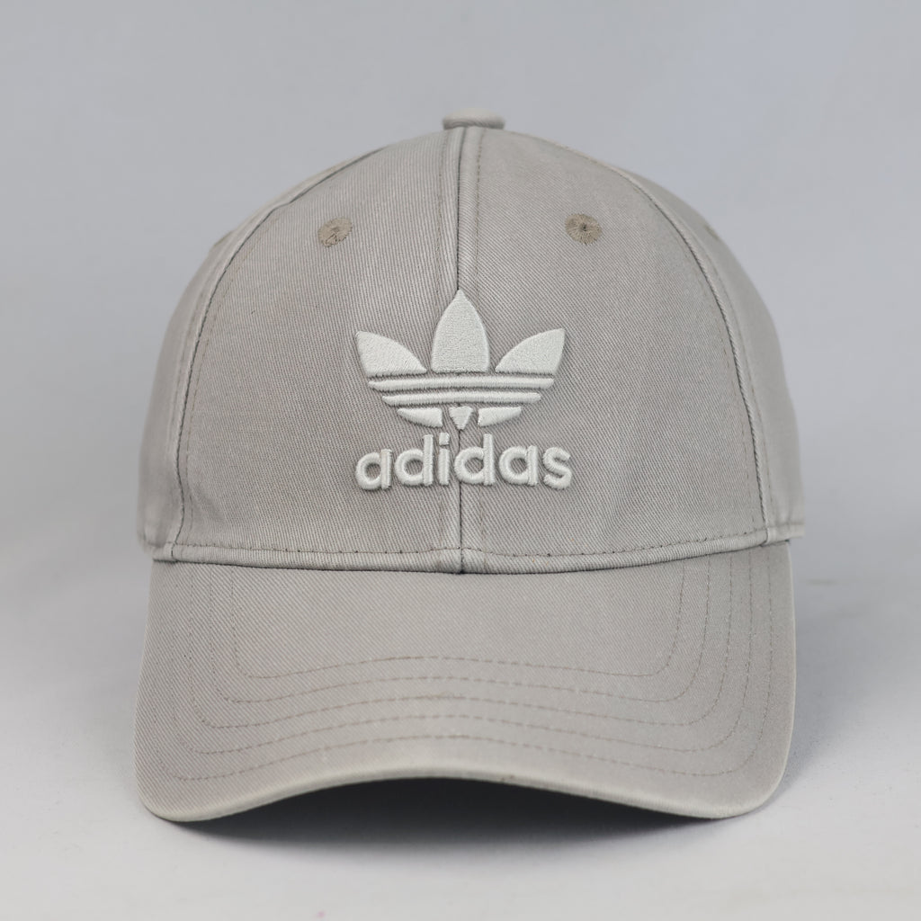 Thrifted Adidas Classic Trefoil Light Grey Adjustable Strapback Cap | 11036