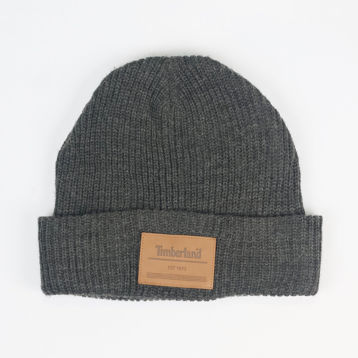 Timberland Men`s Heat Retention Watch Cap Knit Thrifted Beanie with Leather Patch