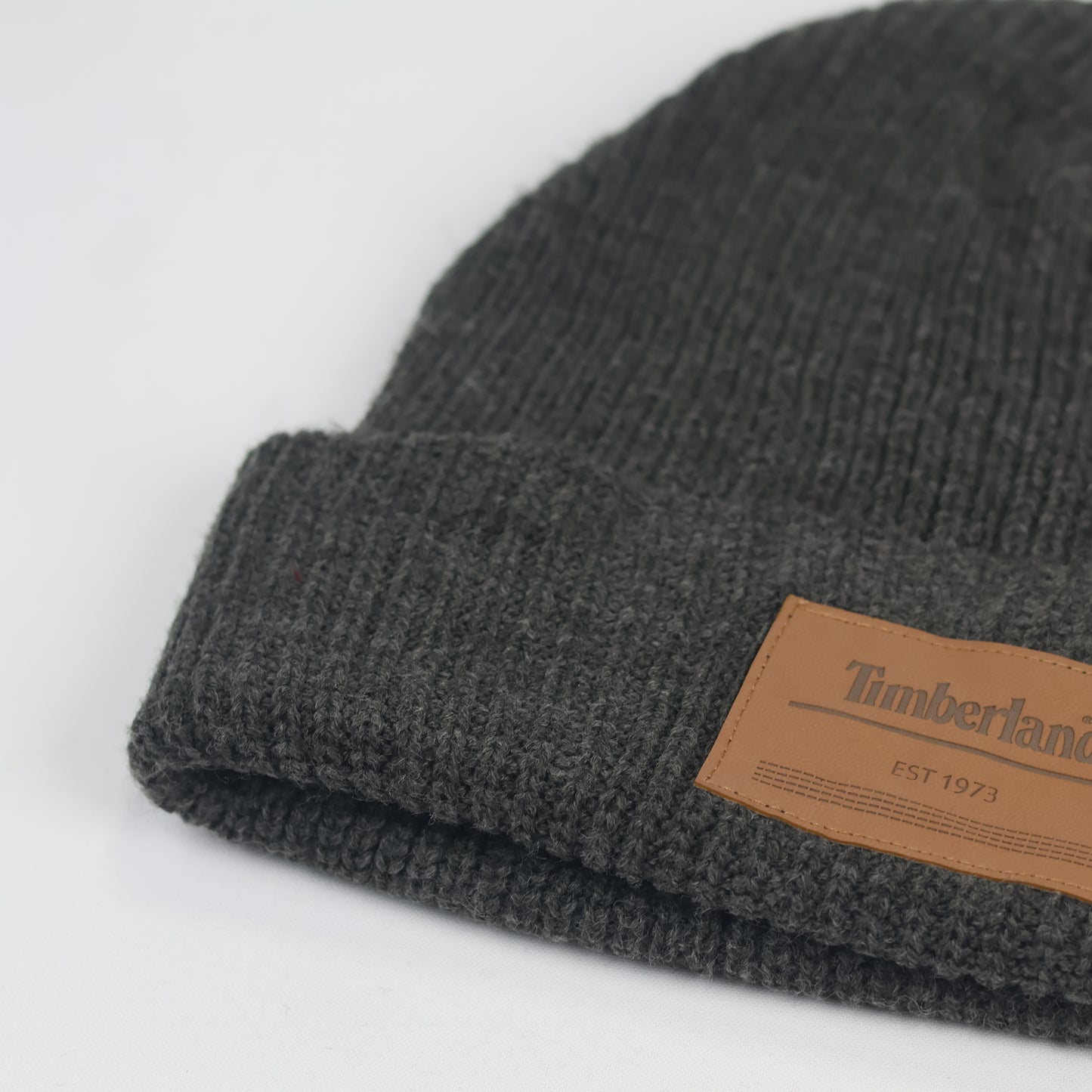 Timberland Men`s Heat Retention Watch Cap Knit Thrifted Beanie with Leather Patch
