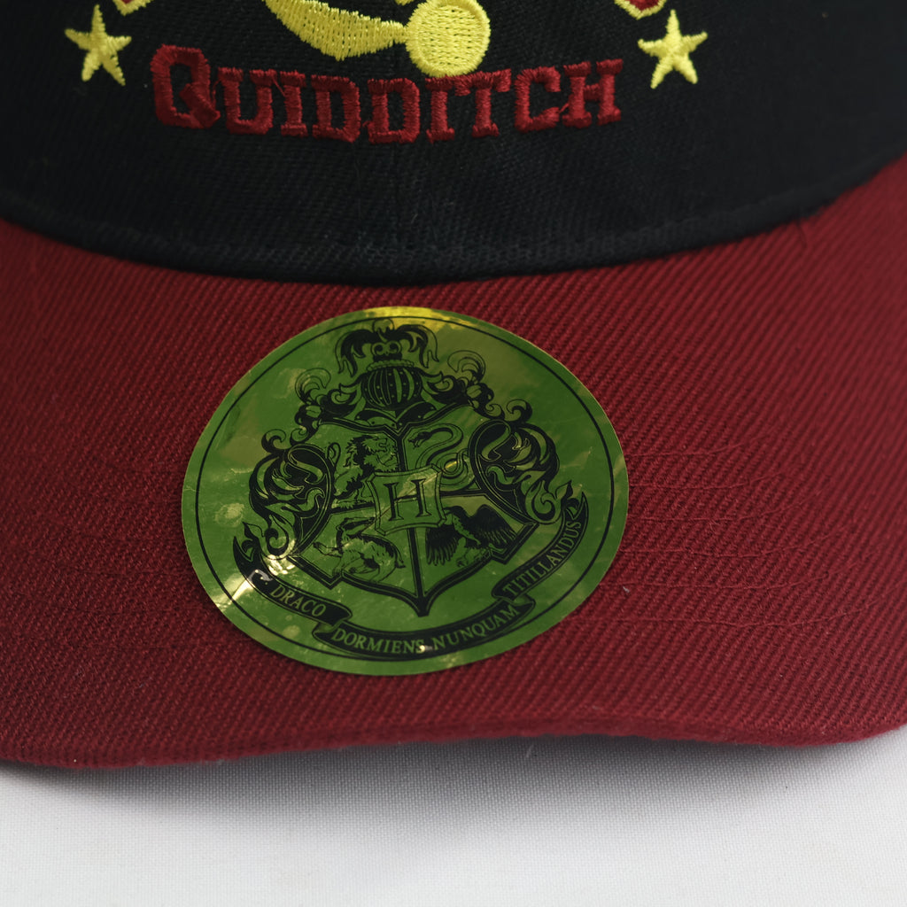 Thrifted Harry Potter Hogwarts Quidditch Black & Maroon Embroidered Strapback Hat