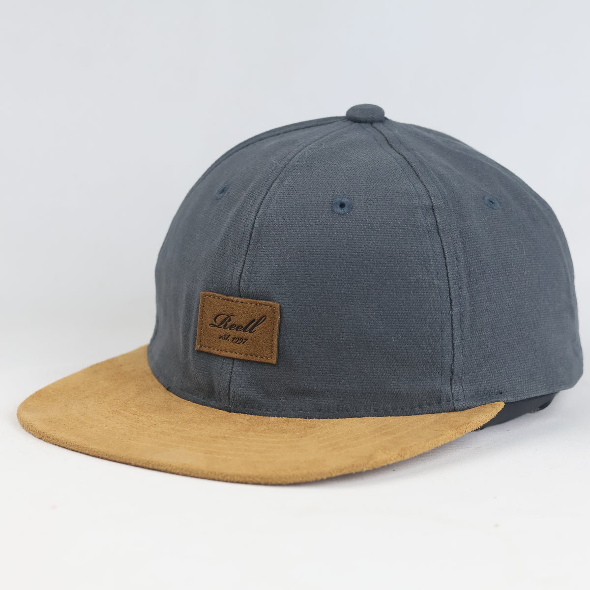 Reell Suede Cap Charcoal Grey Flat Brim Snapback Hat | 11032
