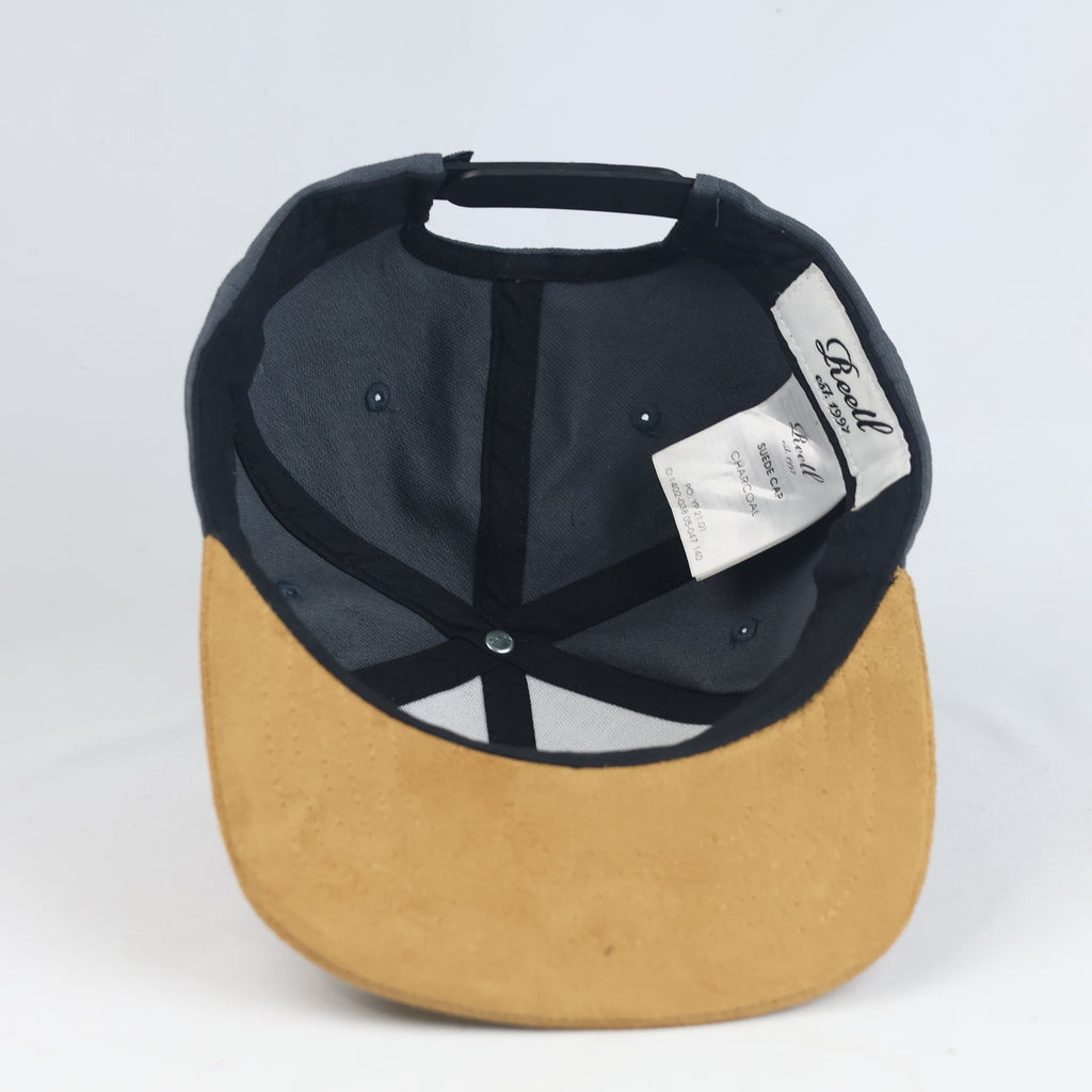 Reell Suede Cap Charcoal Grey Flat Brim Snapback Hat | 11032