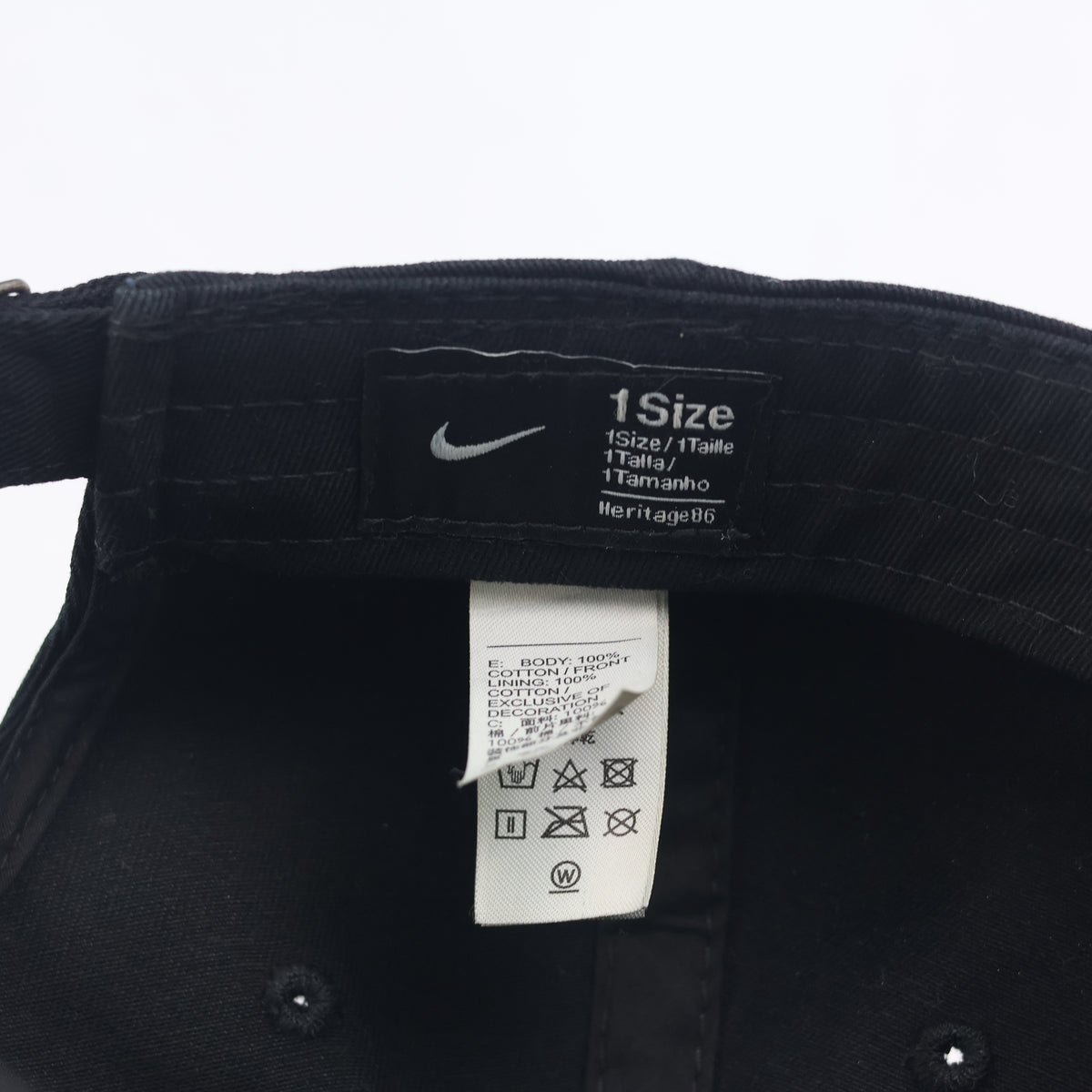 Vintage Nike Classic Swoosh Black Adjustable Strapback Baseball Cap | 11030