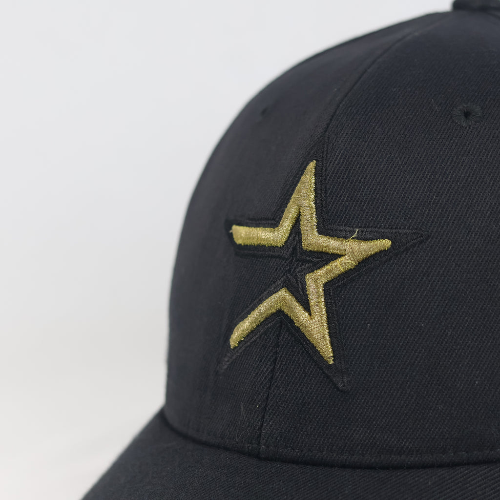 Vintage MLB Houston Astros Black & Gold Embroidered Flexfit Hat | 11033