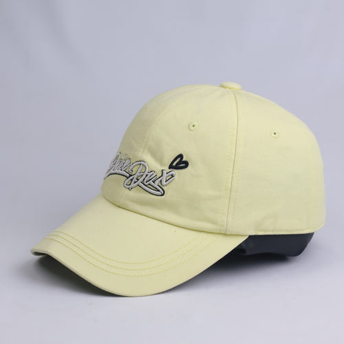 JDX Multisports Pastel Yellow Script Logo Baseball Cap - Striped Underbrim