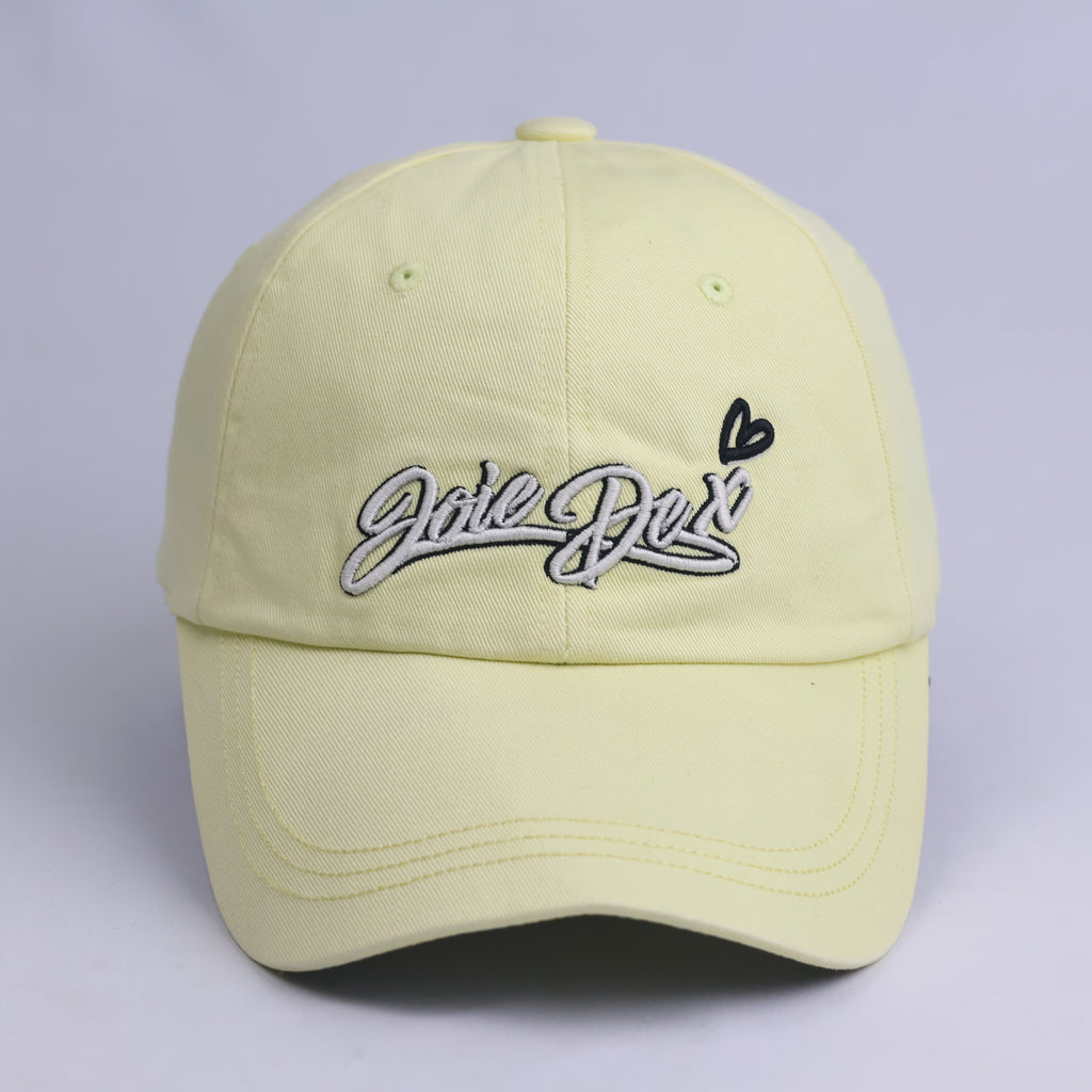 JDX Multisports Pastel Yellow Script Logo Baseball Cap - Striped Underbrim