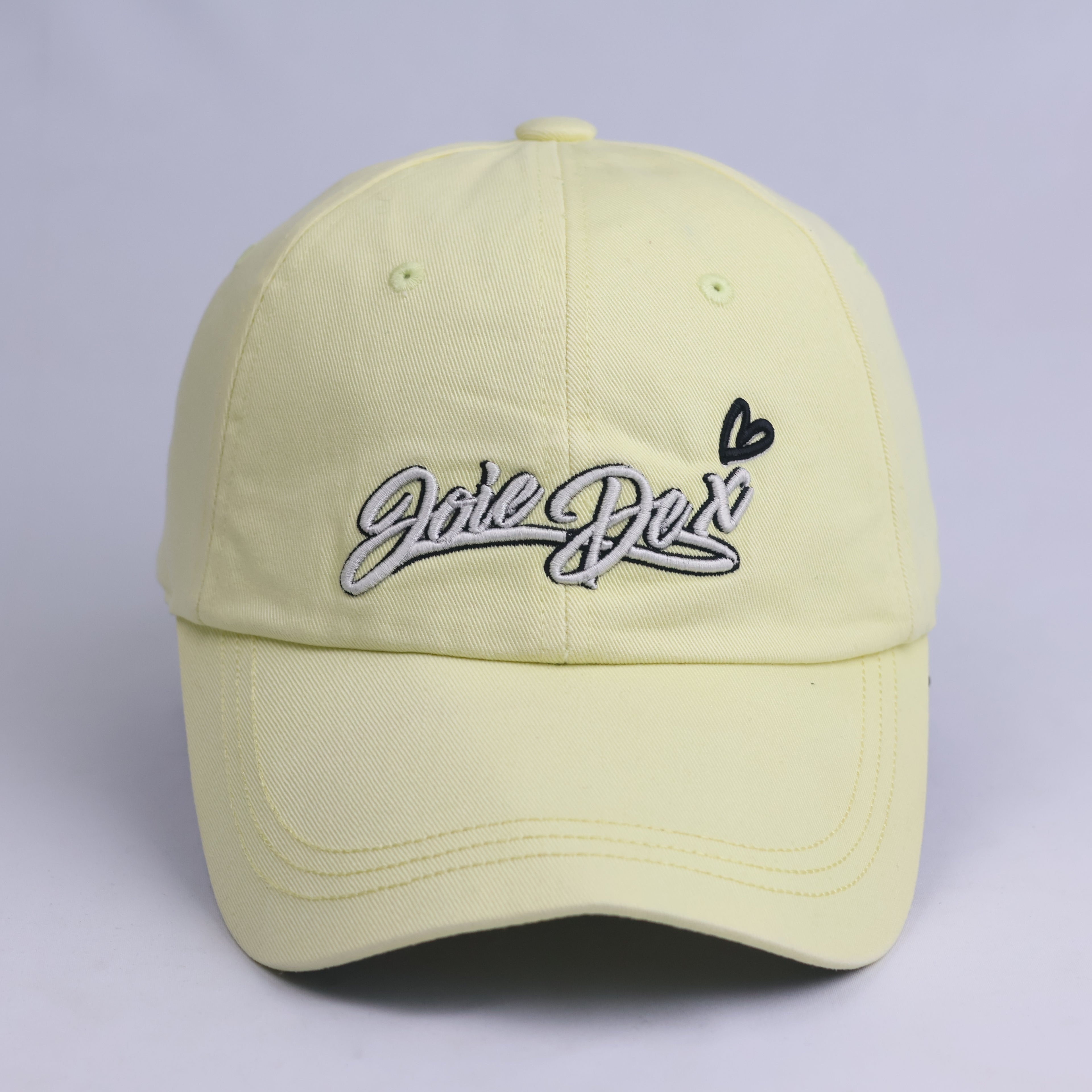 JDX Multisports Pastel Yellow Script Logo Baseball Cap - Striped Underbrim