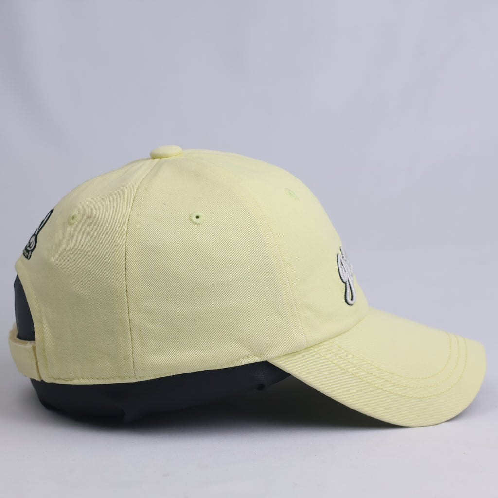 JDX Multisports Pastel Yellow Script Logo Baseball Cap - Striped Underbrim