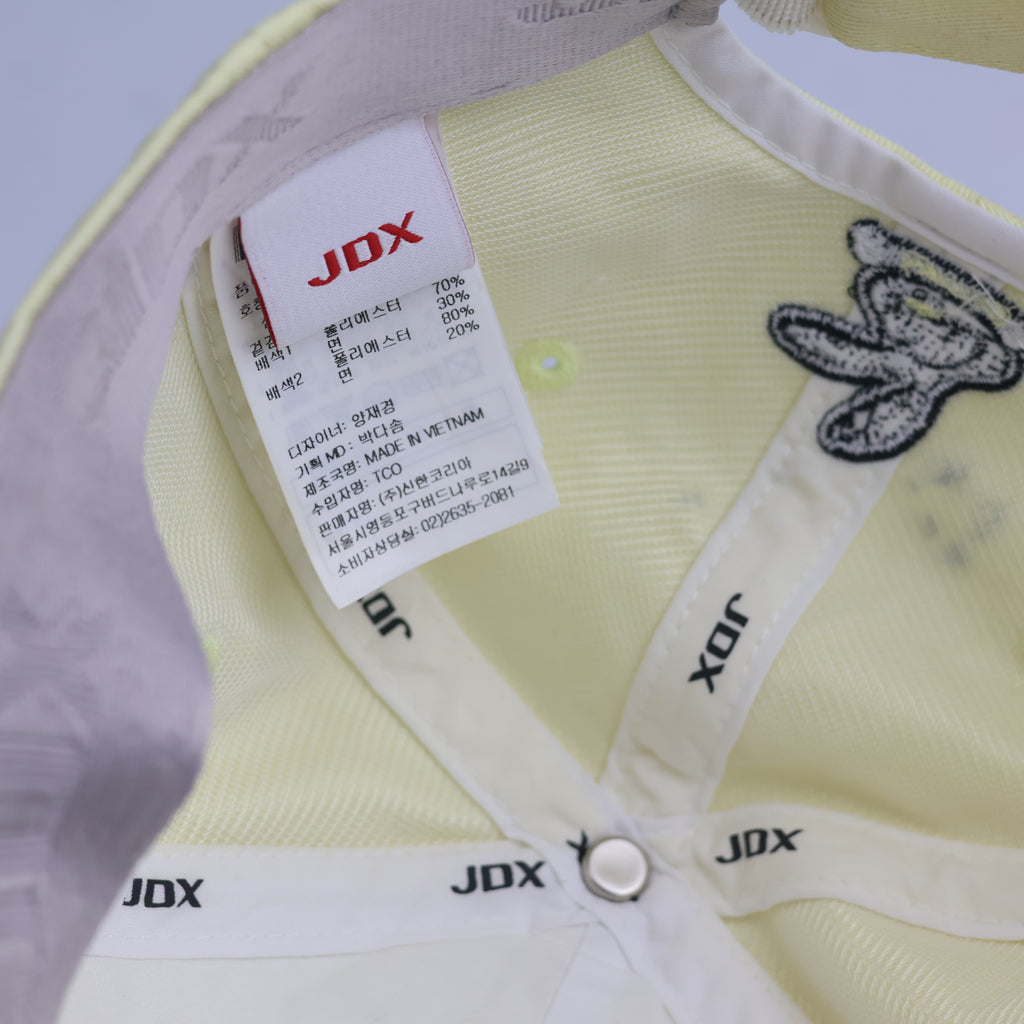 JDX Multisports Pastel Yellow Script Logo Baseball Cap - Striped Underbrim