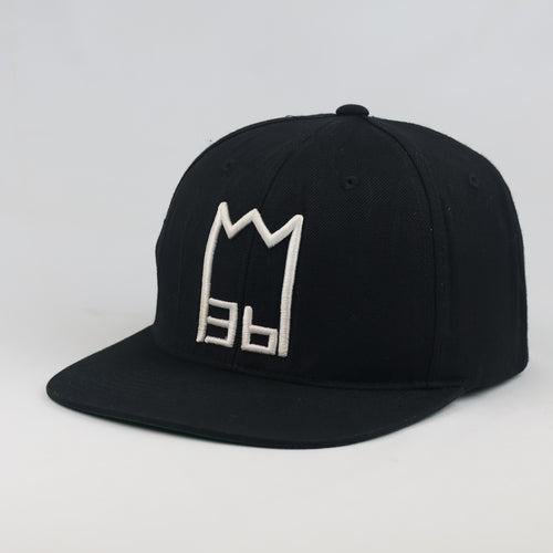 Thrifted Unikat Embroidered Black Flat Brim Snapback | Green Bottom Hat