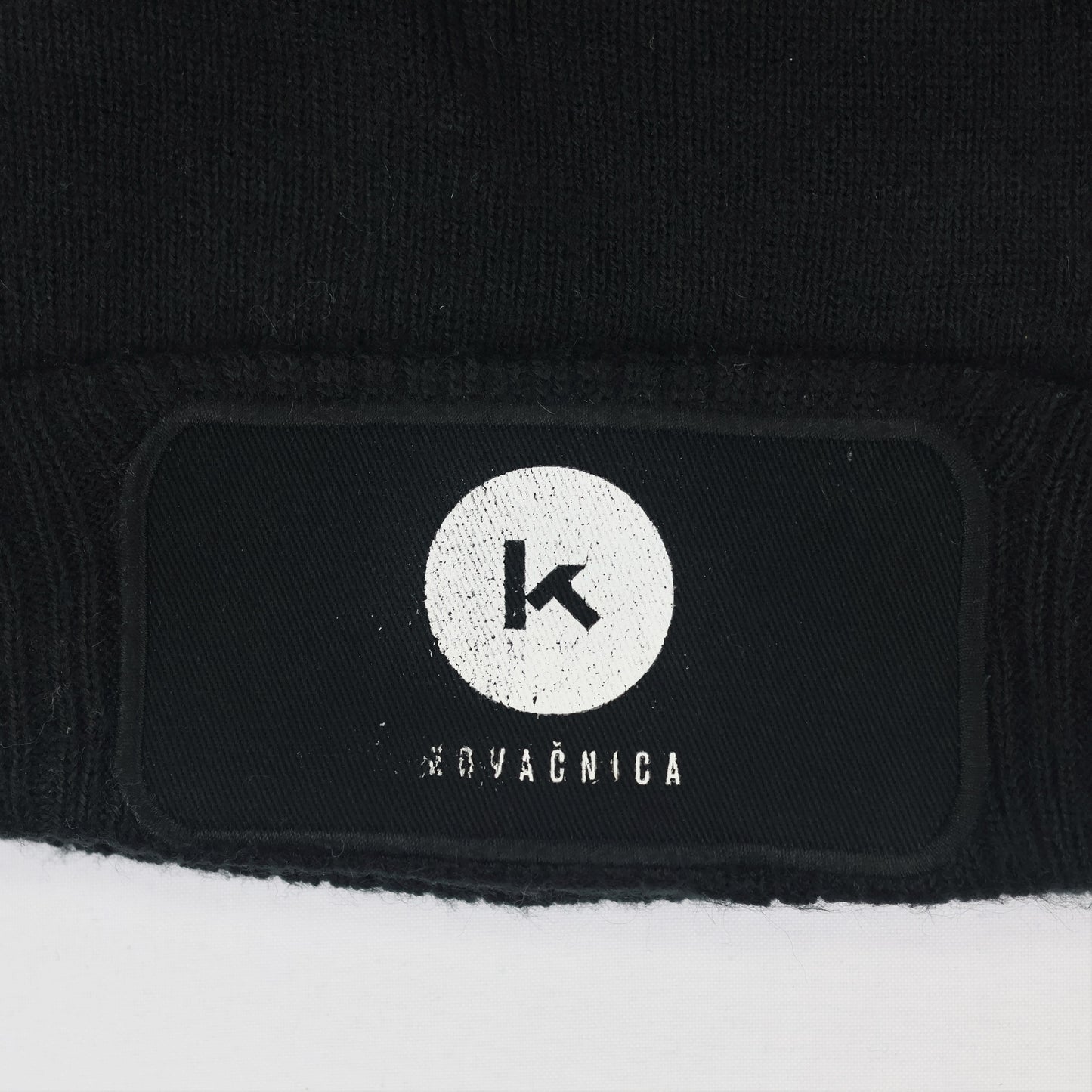 Beechfield Black Knit Beanie with Pom Pom & Kovačnica Logo Patch
