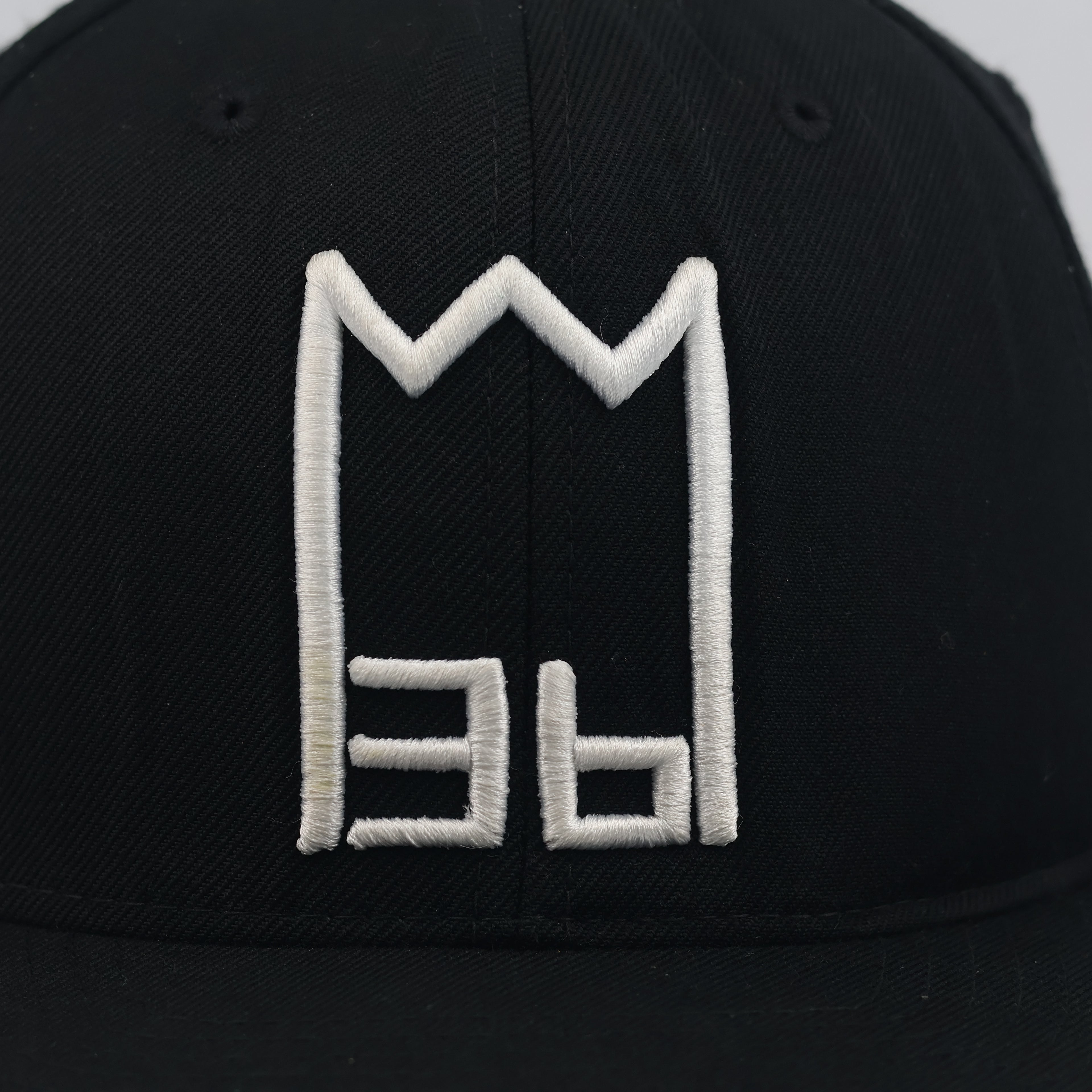 Thrifted Unikat Embroidered Black Flat Brim Snapback | Green Bottom Hat