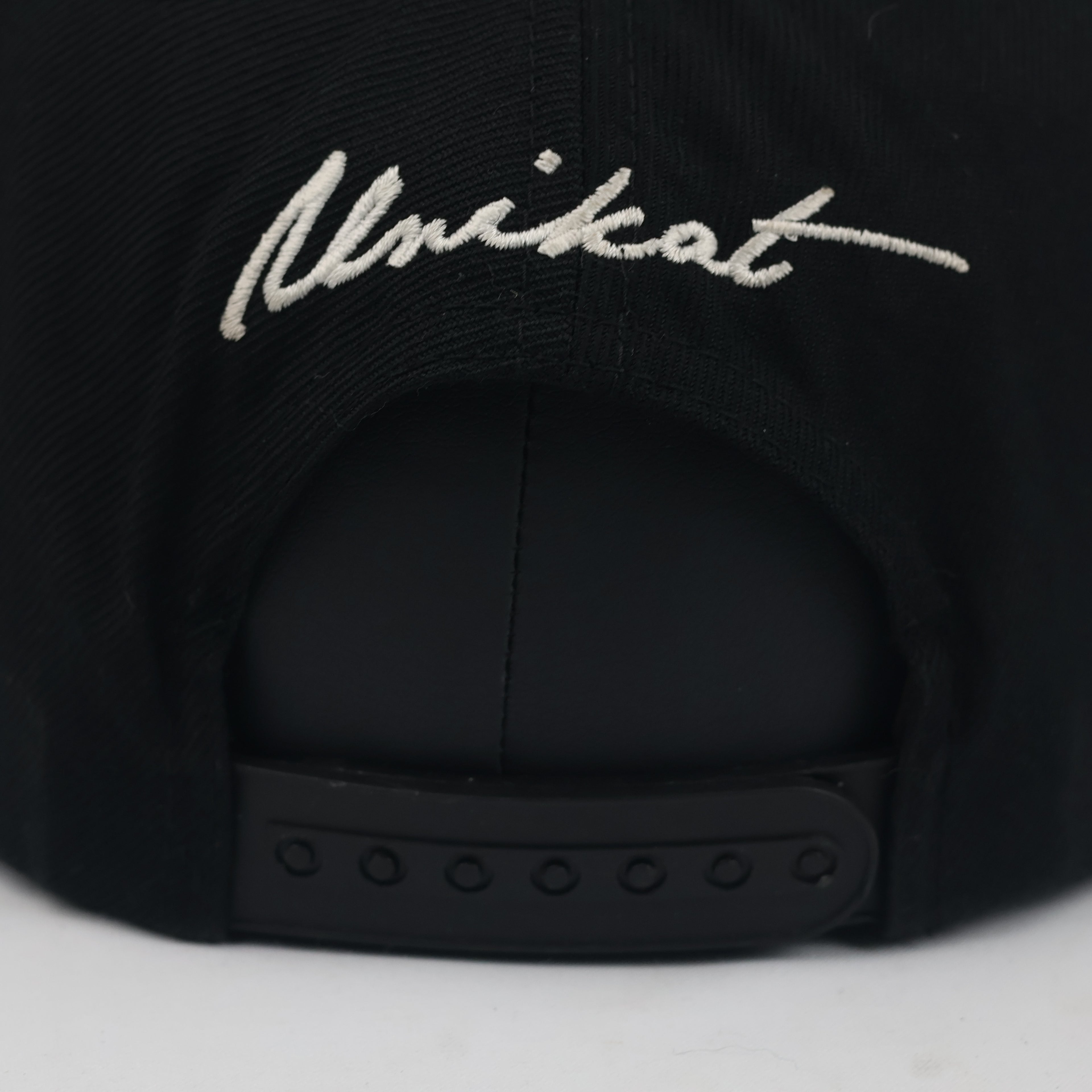 Thrifted Unikat Embroidered Black Flat Brim Snapback | Green Bottom Hat