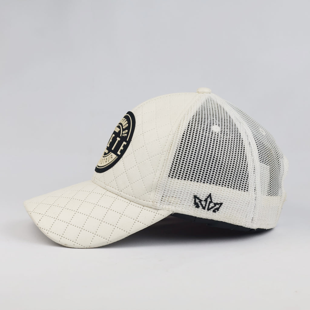 Thrifted Essencial Caps Crete Minotaur Quilted Off-White Trucker Hat