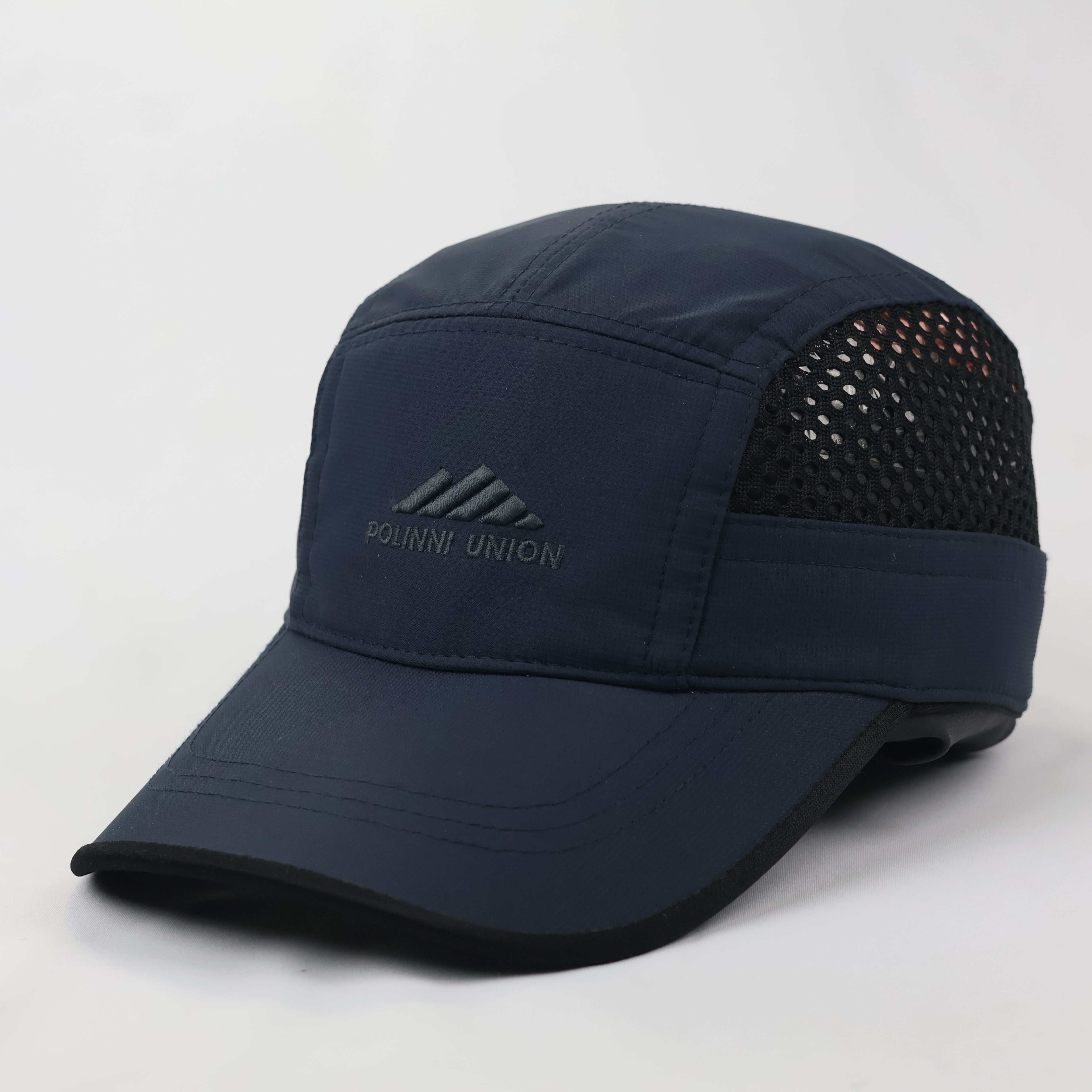 Gorpcore Techwear Breathable Mesh Panel Camp Thrifted Hat - Navy & Black