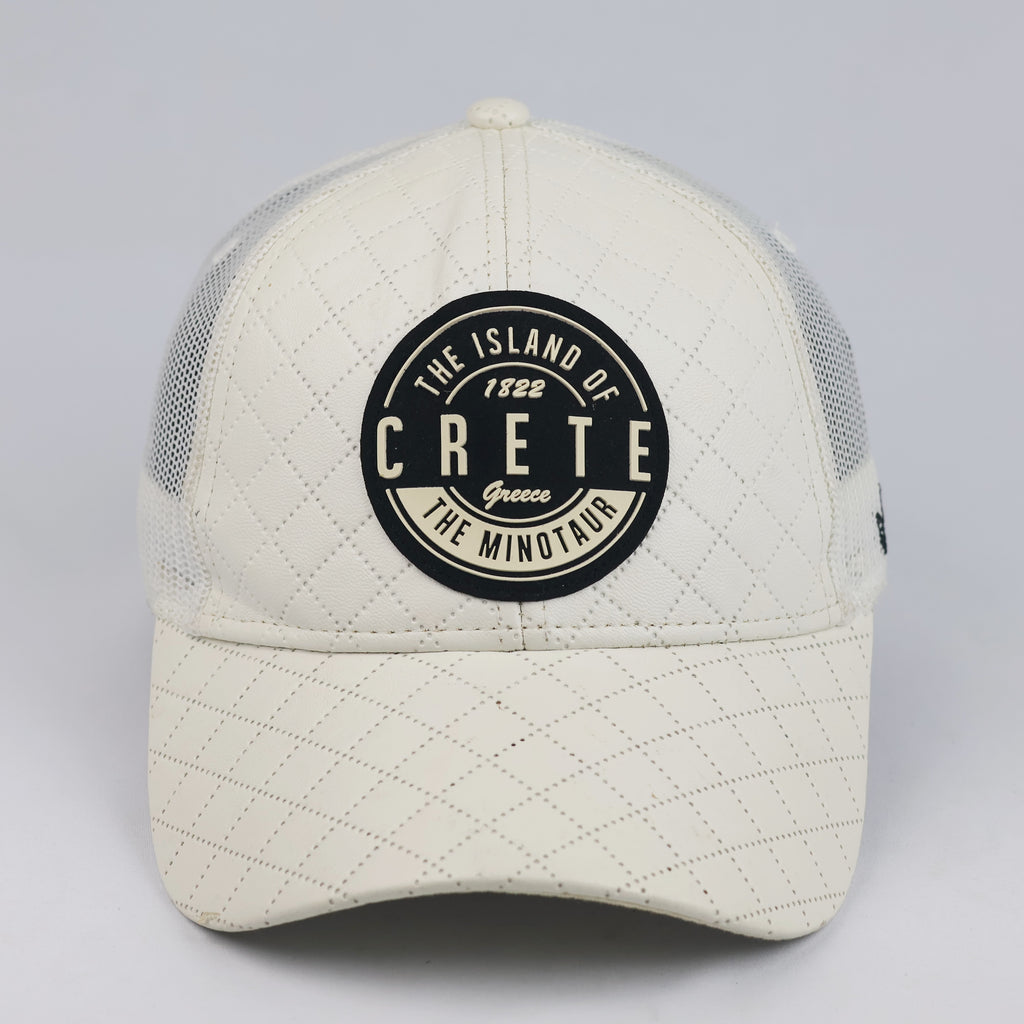 Thrifted Essencial Caps Crete Minotaur Quilted Off-White Trucker Hat