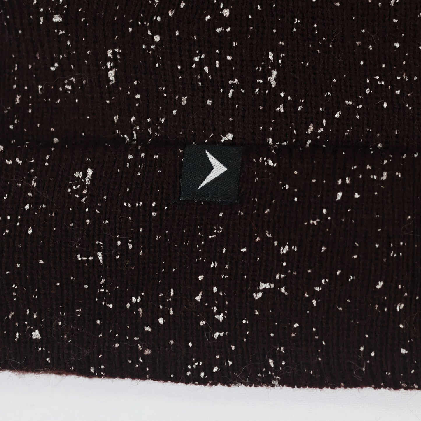 Deep Red Glitter Winter Hat with Tan Pom Pom - Shimmery Cuffed Cap