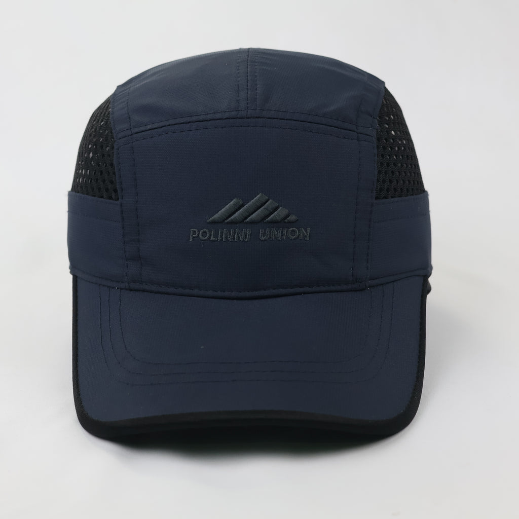Gorpcore Techwear Breathable Mesh Panel Camp Thrifted Hat - Navy & Black