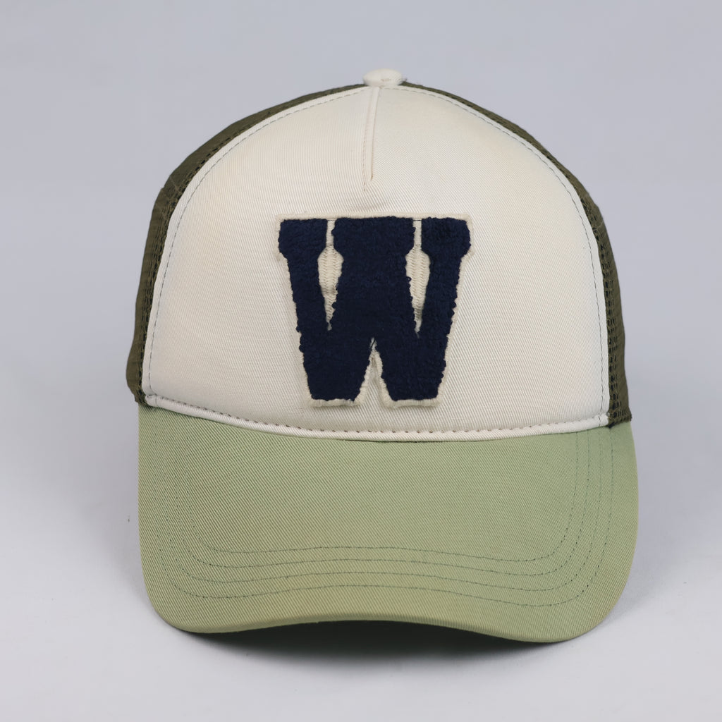 Zara Two-Tone "W" Chenille Patch Thrifted Trucker Cap (56-58 cm)