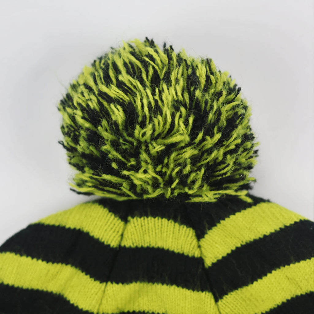 Dr. Seuss The Grinch Kids Winter Thrifted Beanie - Striped Pom Pom Hat (6-12 Years)