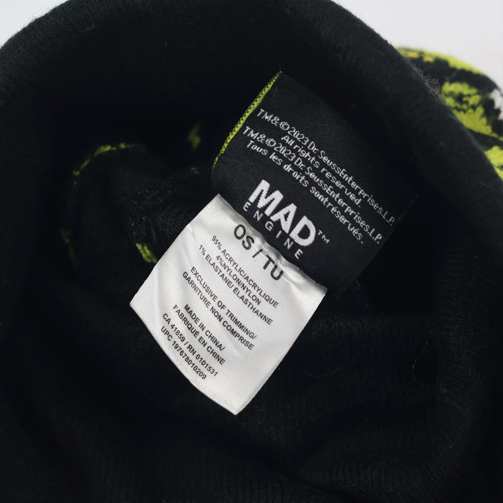 Dr. Seuss The Grinch Kids Winter Thrifted Beanie - Striped Pom Pom Hat (6-12 Years)