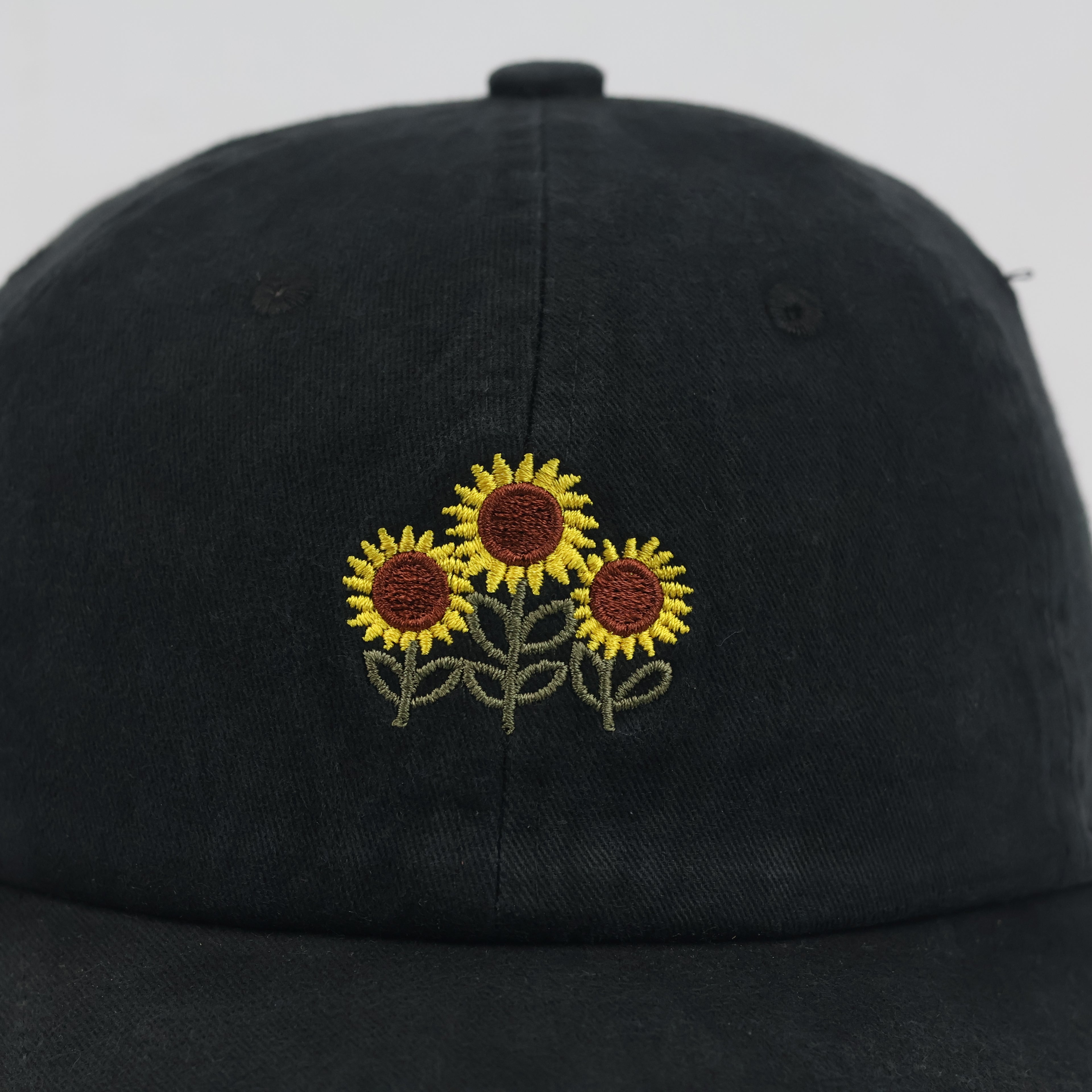 Thrifted Ardene Black Sunflower Strapback Cap | Cute Floral Baseball Hat