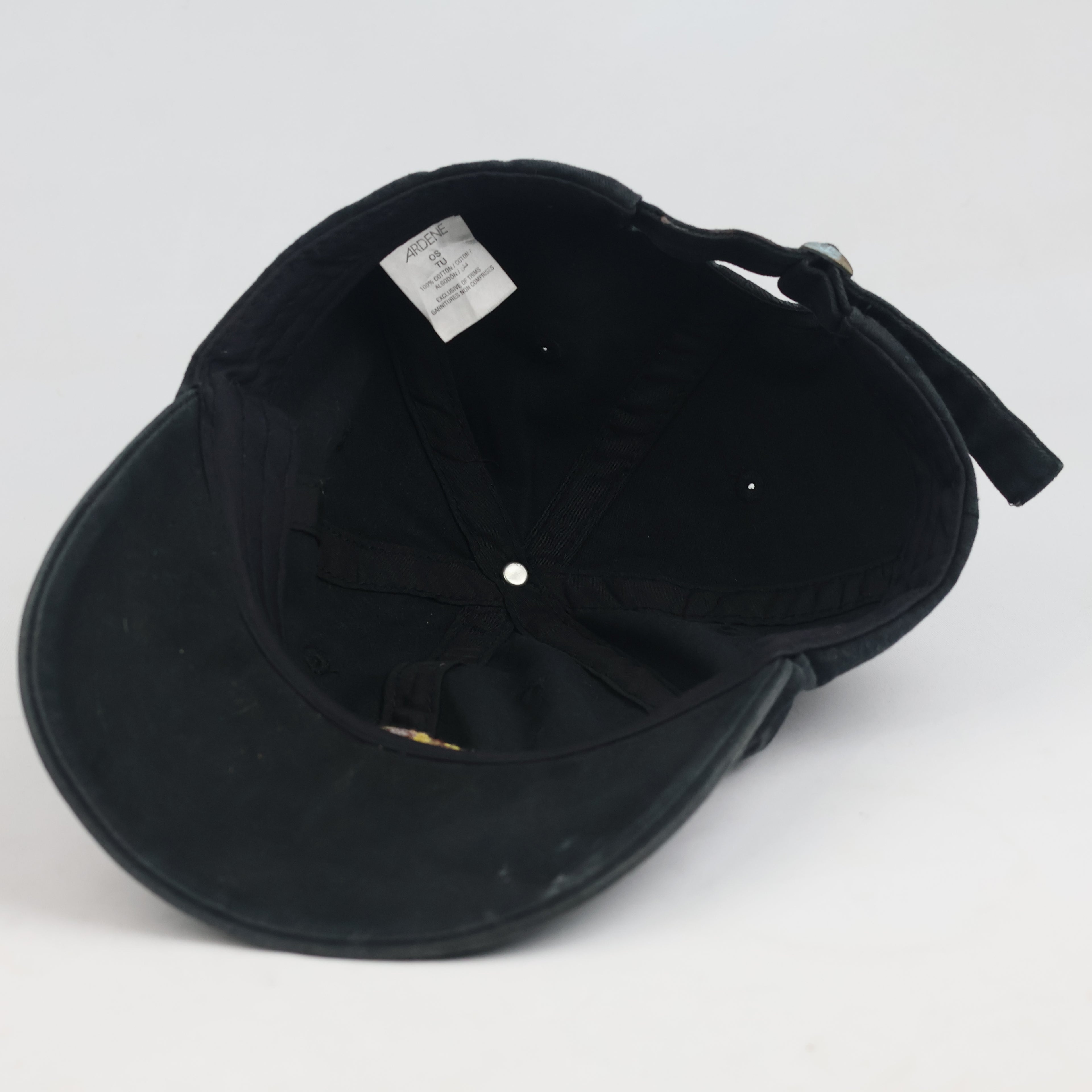 Thrifted Ardene Black Sunflower Strapback Cap | Cute Floral Baseball Hat