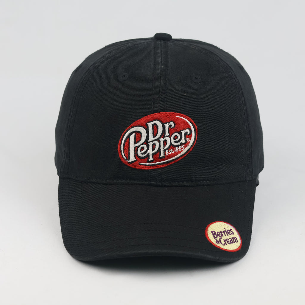 Thrifted Dr Pepper Berries & Cream Black Dad Hat | Embroidered Promo Cap