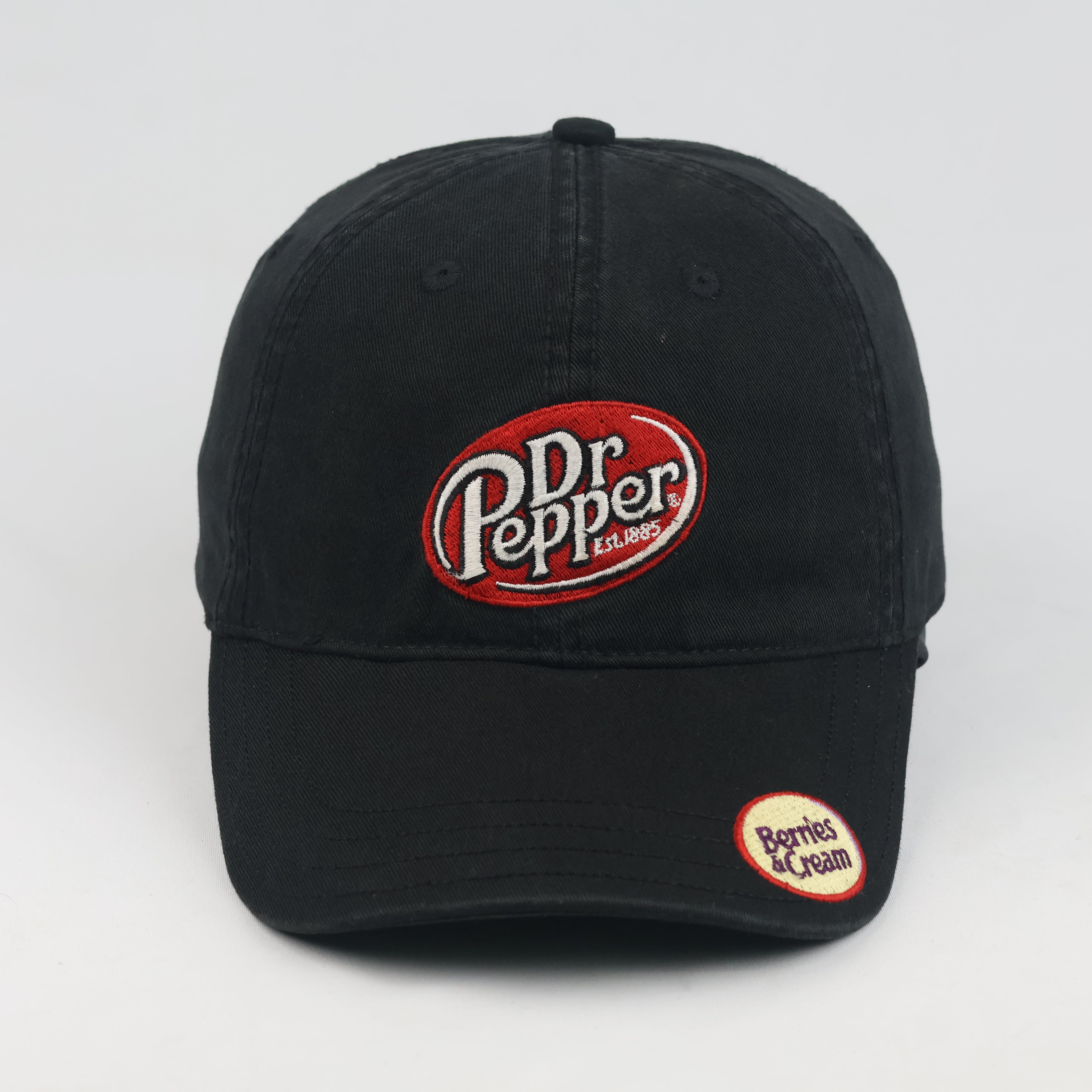 Thrifted Dr Pepper Berries & Cream Black Dad Hat | Embroidered Promo Cap