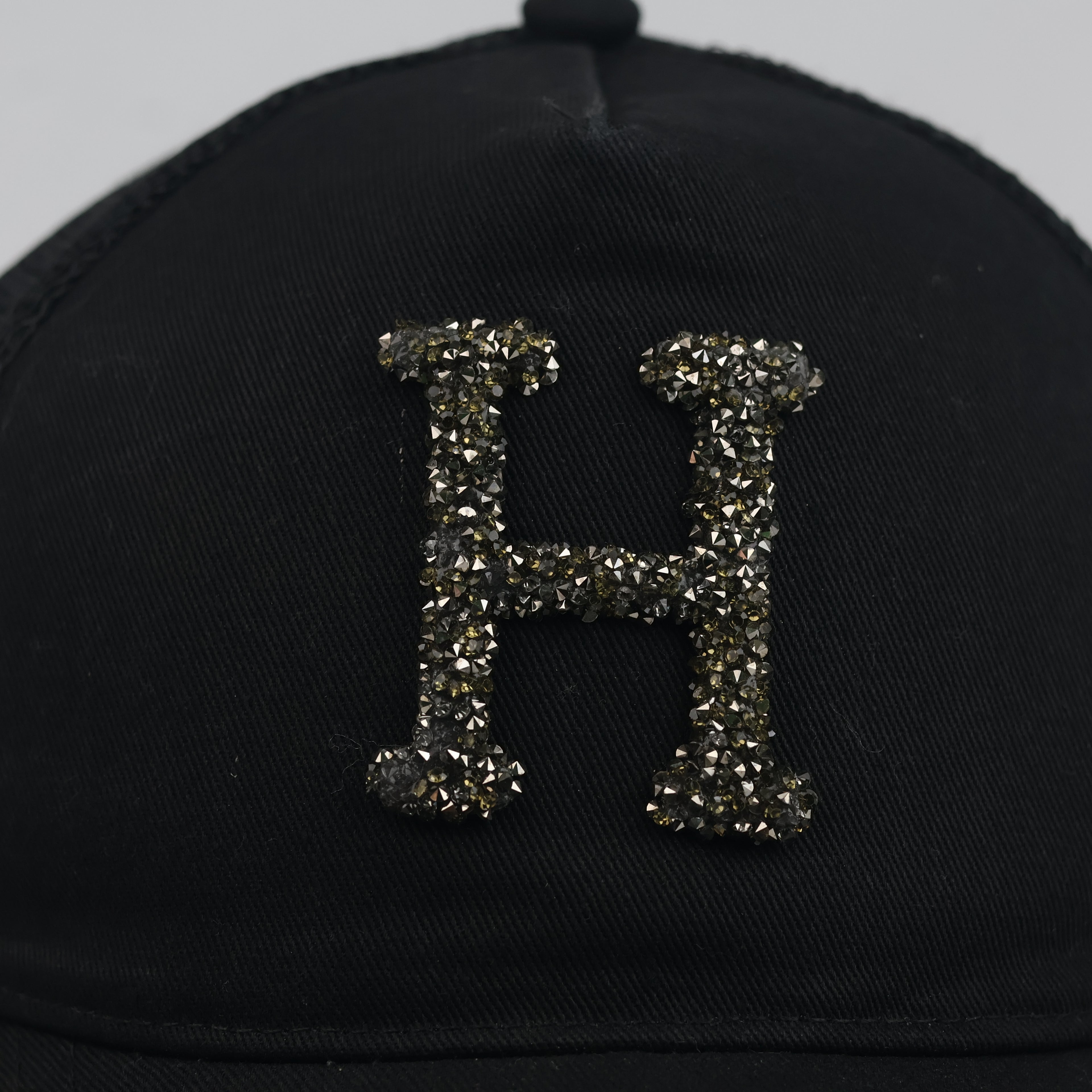 Thrifted Black Crystal "H" Logo Trucker Hat | House Brand Mesh Snapback