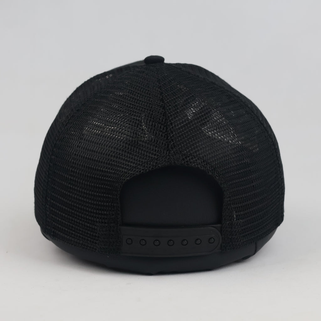 Thrifted Black Crystal "H" Logo Trucker Hat | House Brand Mesh Snapback