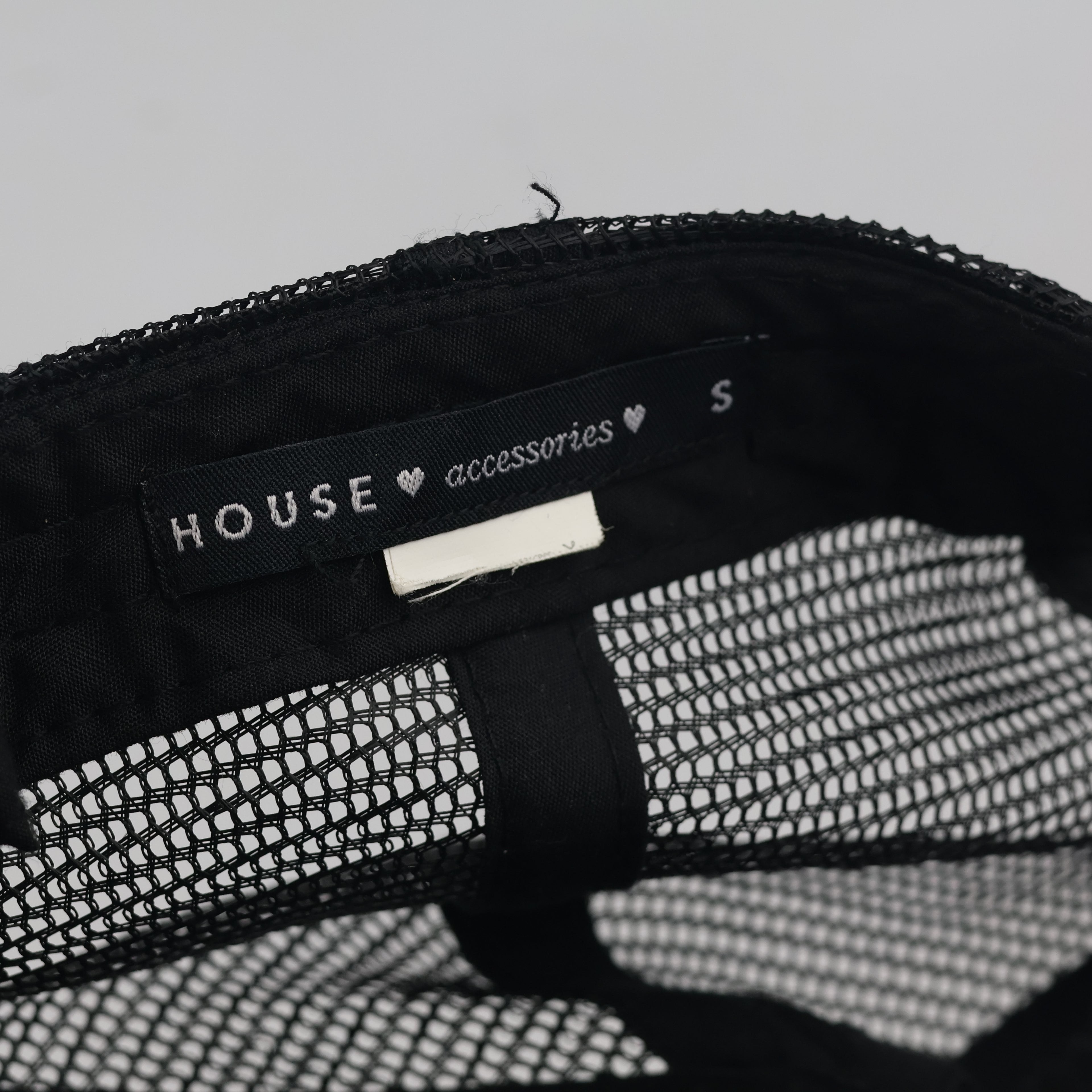 Thrifted Black Crystal "H" Logo Trucker Hat | House Brand Mesh Snapback