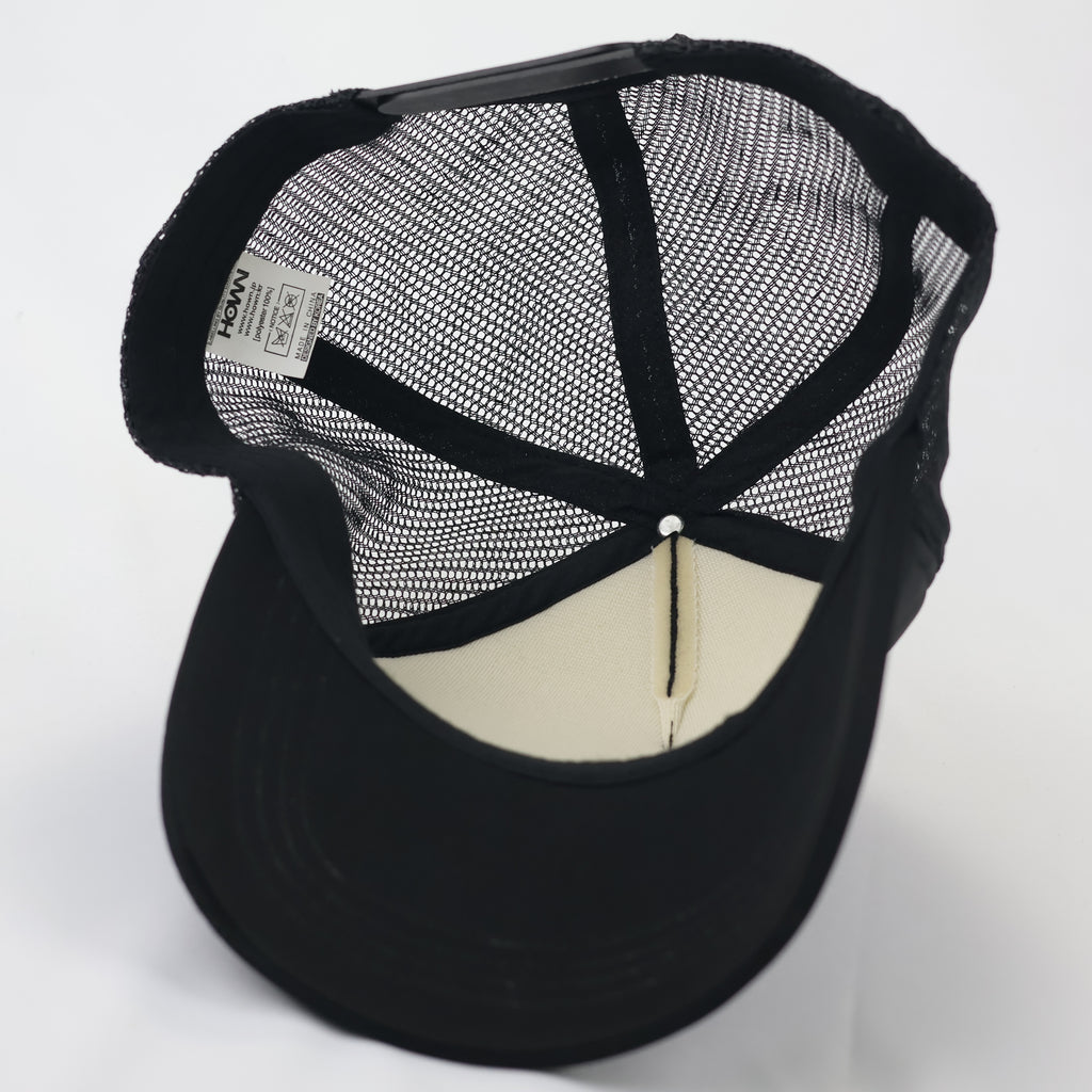 HOWN Korean Streetwear Blank Mesh Trucker Hat - Triple Black