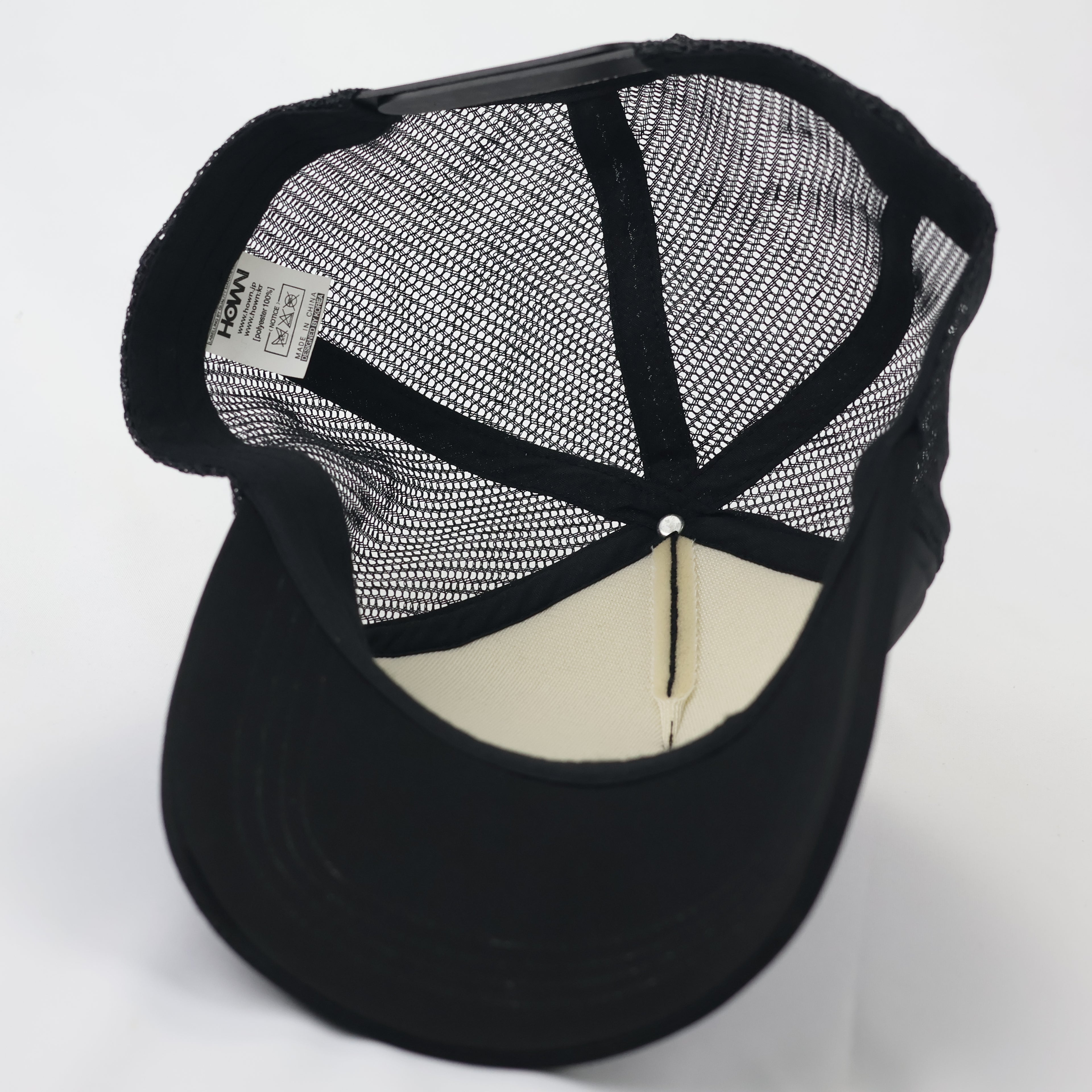 HOWN Korean Streetwear Blank Mesh Trucker Hat - Triple Black