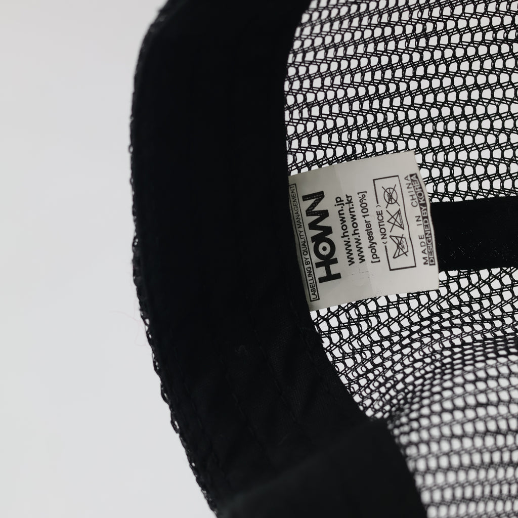 HOWN Korean Streetwear Blank Mesh Trucker Hat - Triple Black