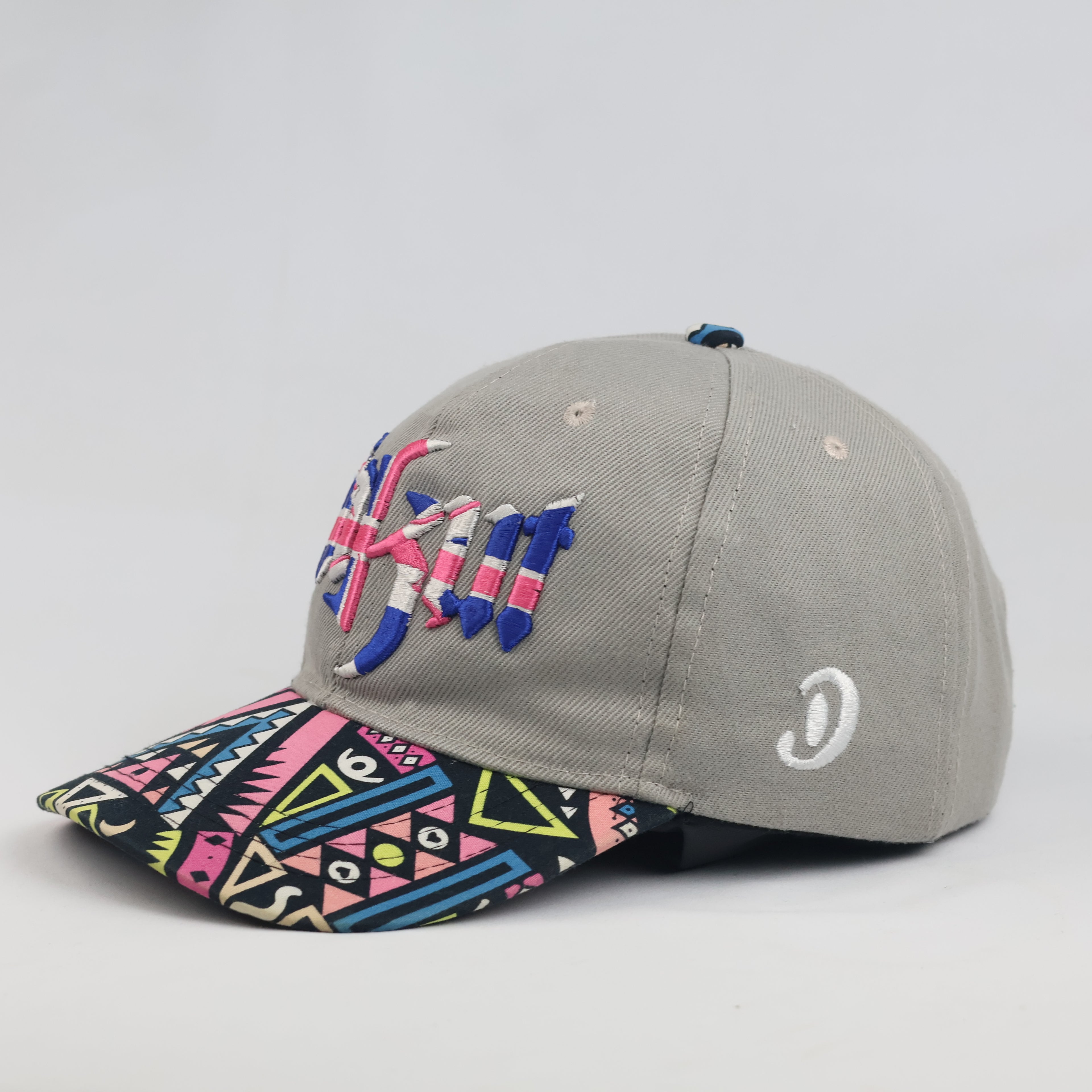 Thrifted Unkut Streetwear Snapback Hat | Grey with Multicolor Aztec Visor