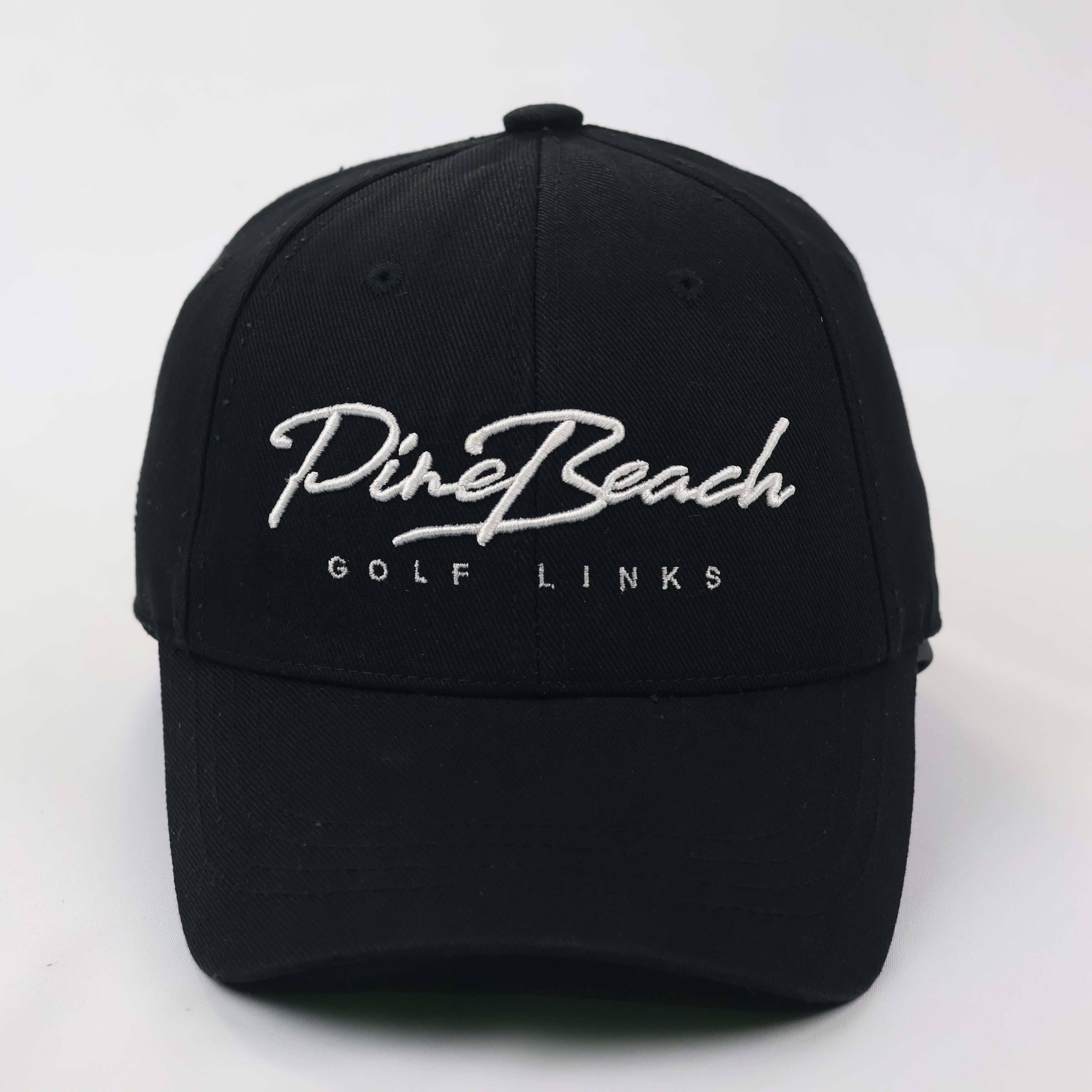 Vintage Pine Beach Golf Hat - Old Money Thrifted Aesthetic - Black/White Embroidery