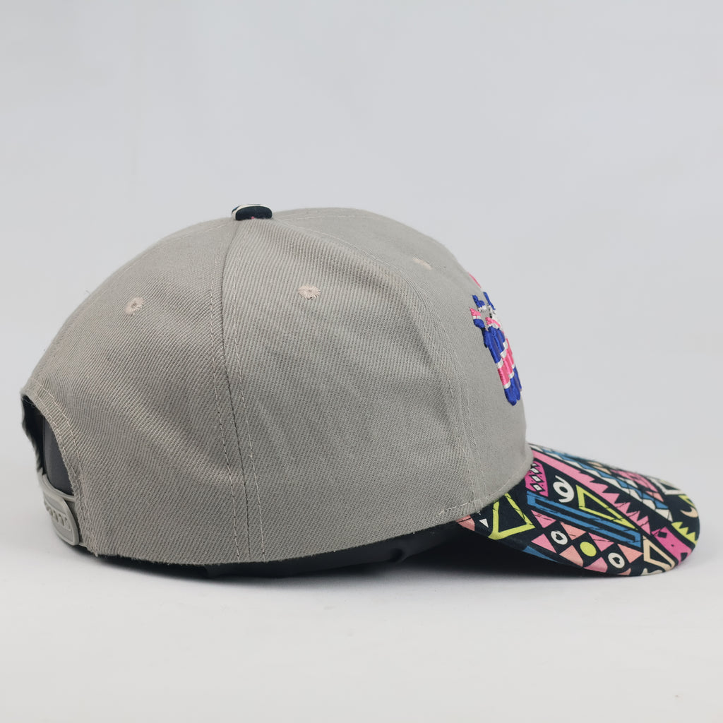 Thrifted Unkut Streetwear Snapback Hat | Grey with Multicolor Aztec Visor