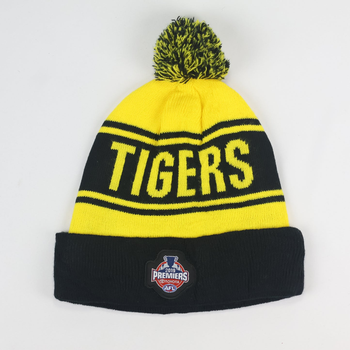 Richmond Tigers AFL Premiers Thrifted Pom Beanie | Adult Winter Knit Cap