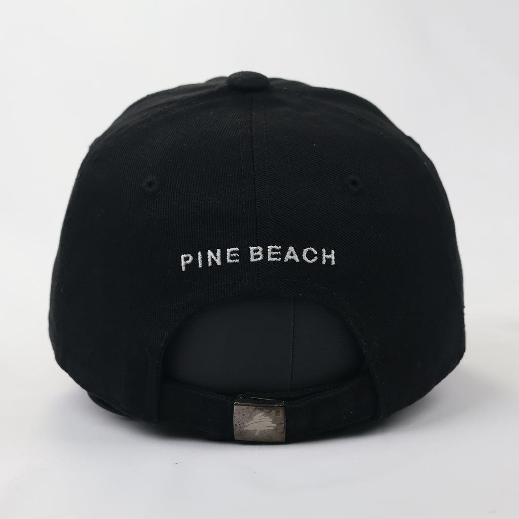 Vintage Pine Beach Golf Hat - Old Money Thrifted Aesthetic - Black/White Embroidery