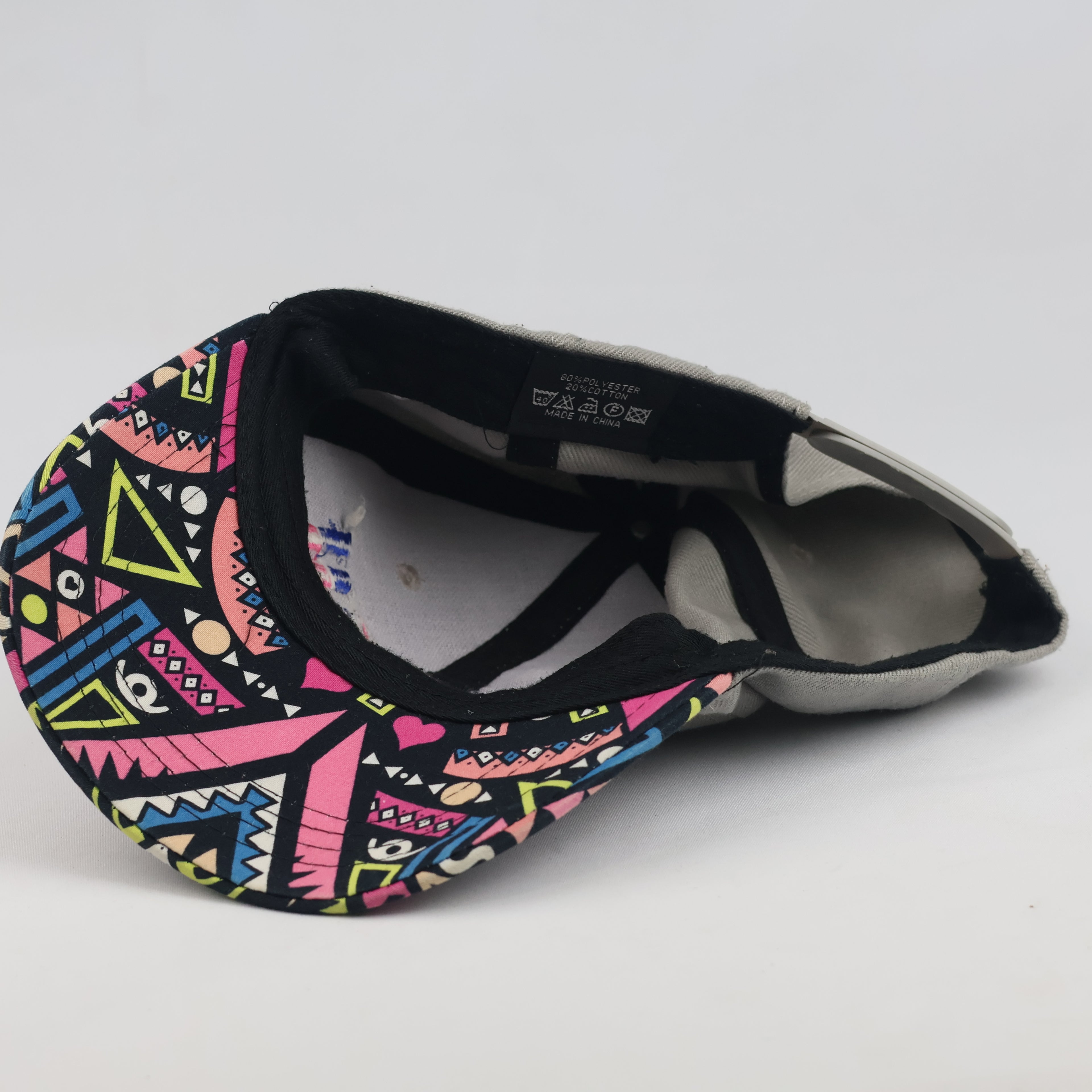 Thrifted Unkut Streetwear Snapback Hat | Grey with Multicolor Aztec Visor