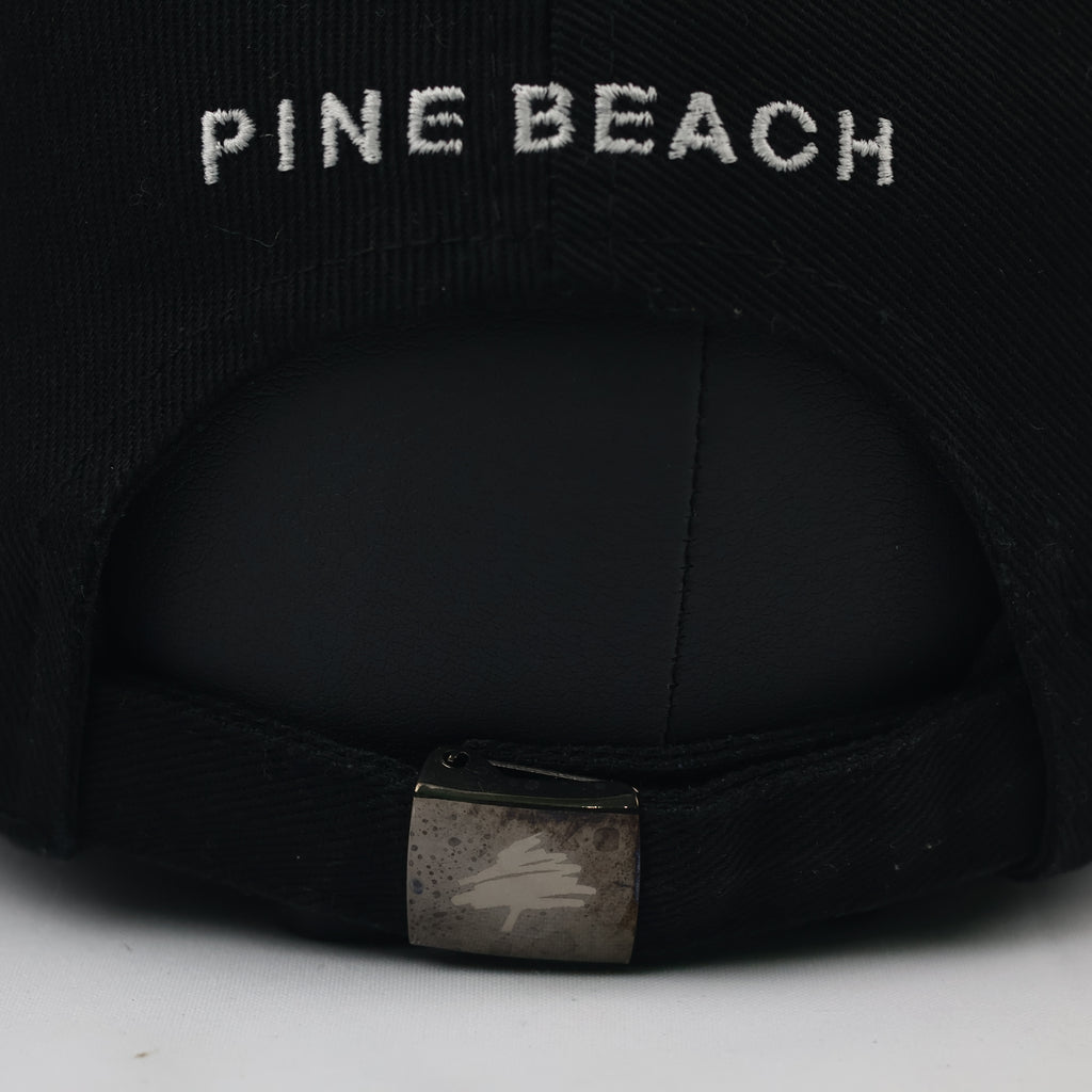 Vintage Pine Beach Golf Hat - Old Money Thrifted Aesthetic - Black/White Embroidery