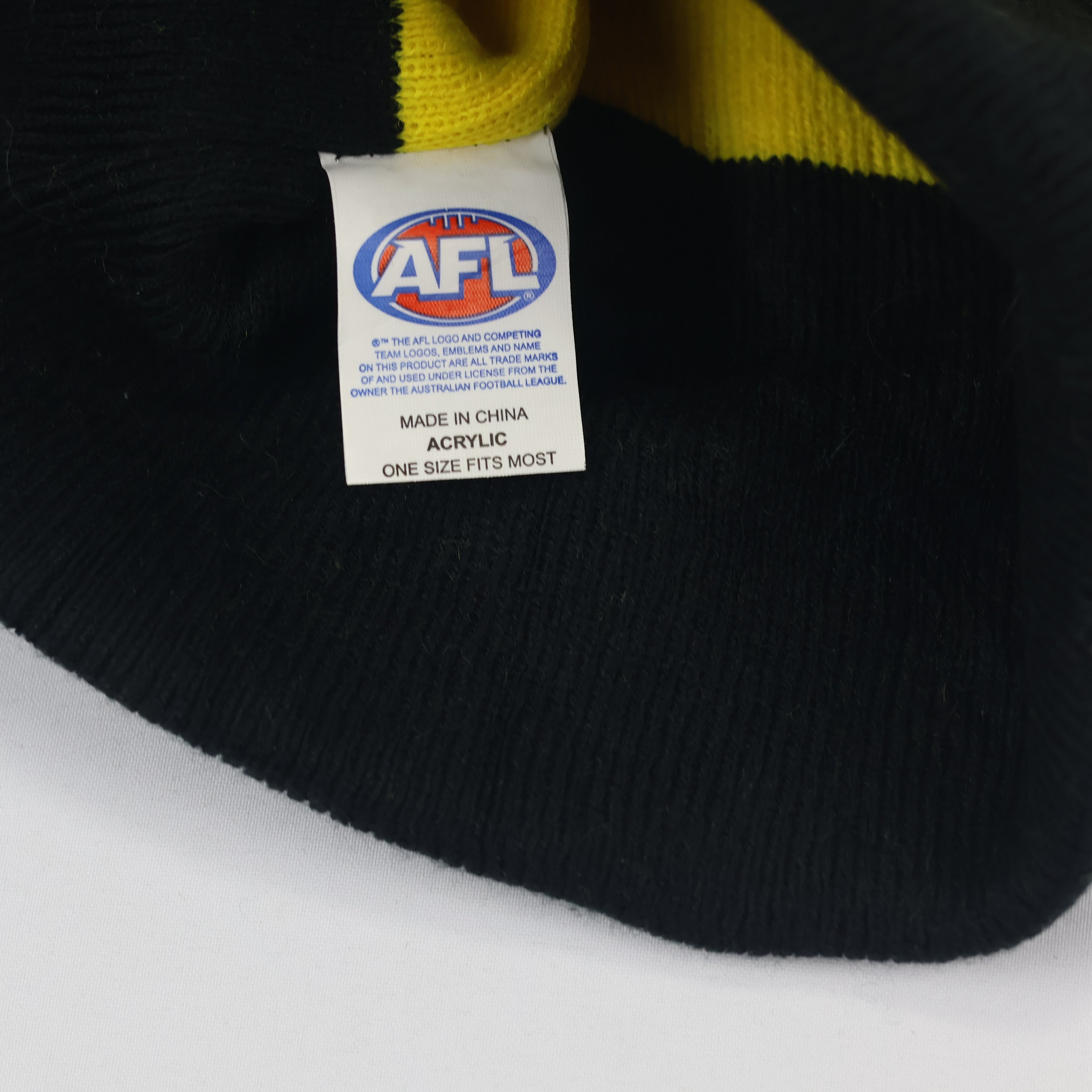 Richmond Tigers AFL Premiers Thrifted Pom Beanie | Adult Winter Knit Cap
