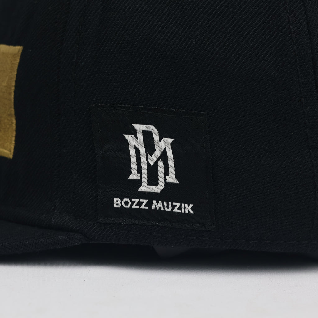 Thrifted Bozz Muzik NXTLVL Black & Gold Flat Brim Snapback Hat