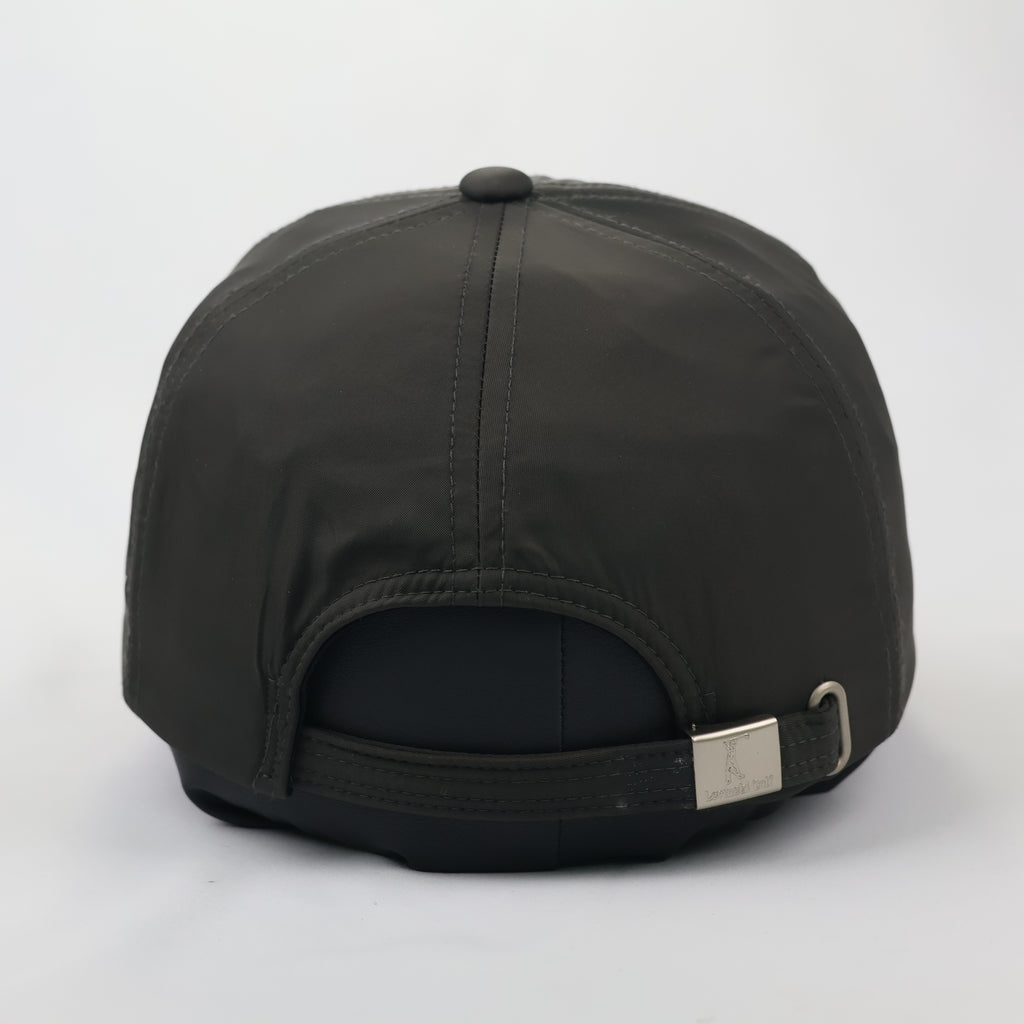 Levinski Athletics Grey Nylon-Feel Thrifted Cap with Contrast Red Brim