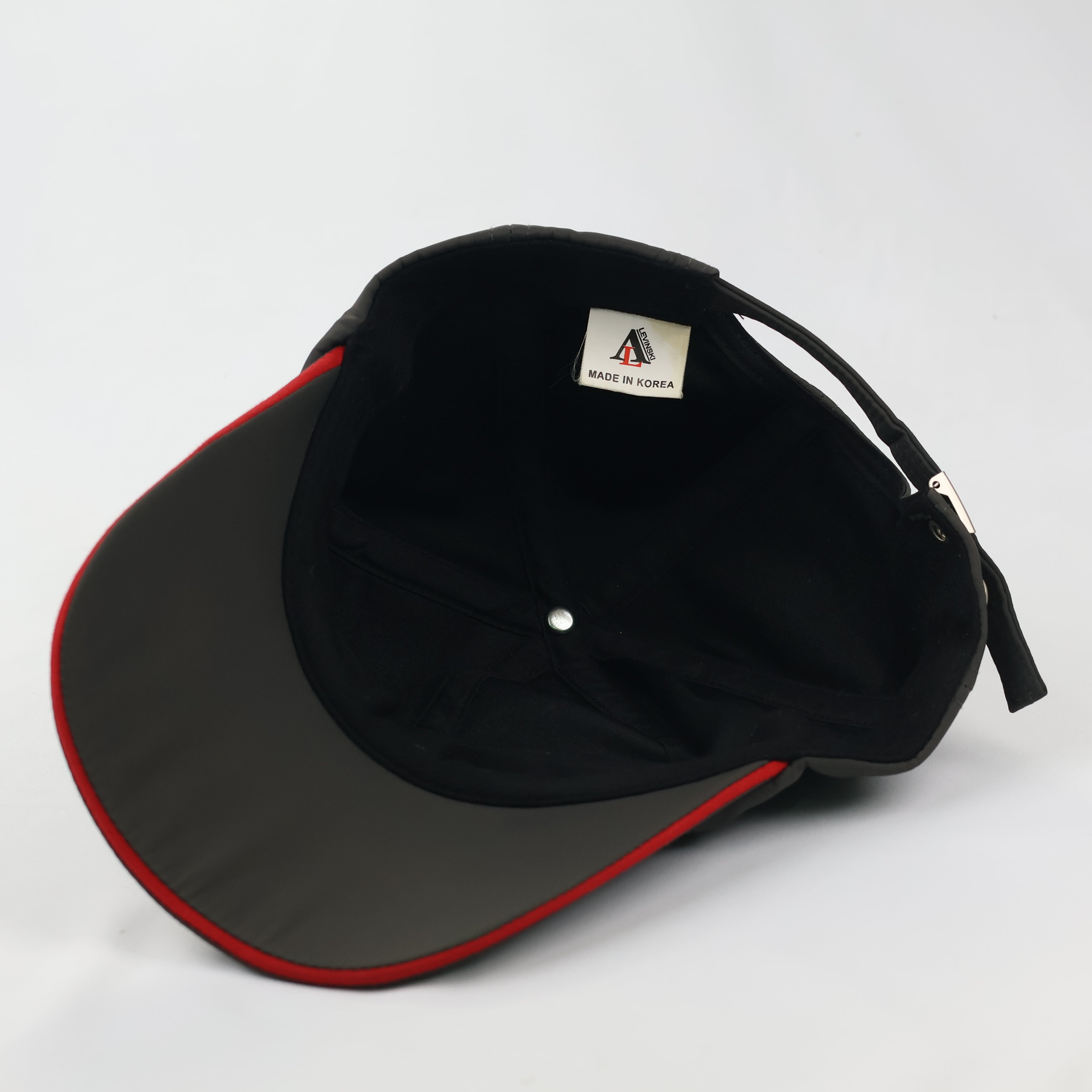 Levinski Athletics Grey Nylon-Feel Thrifted Cap with Contrast Red Brim