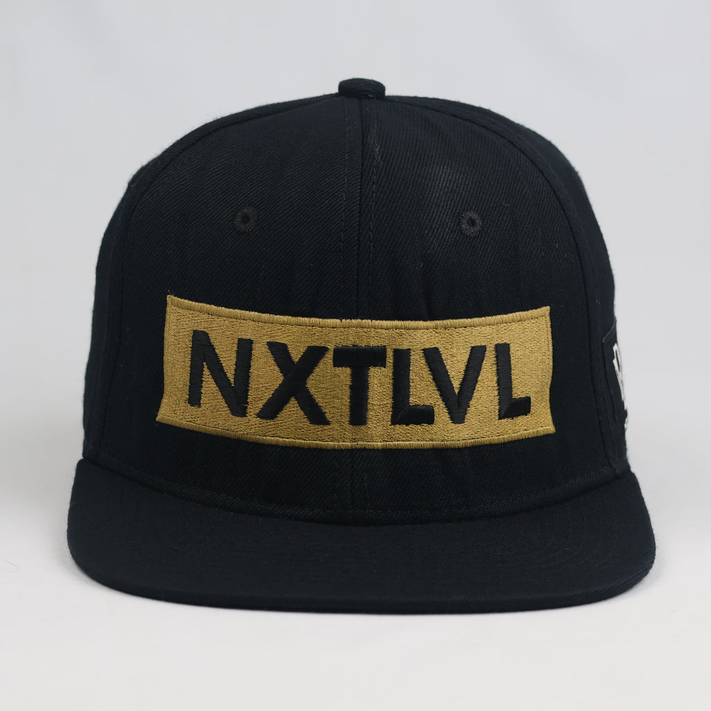 Thrifted Bozz Muzik NXTLVL Black & Gold Flat Brim Snapback Hat