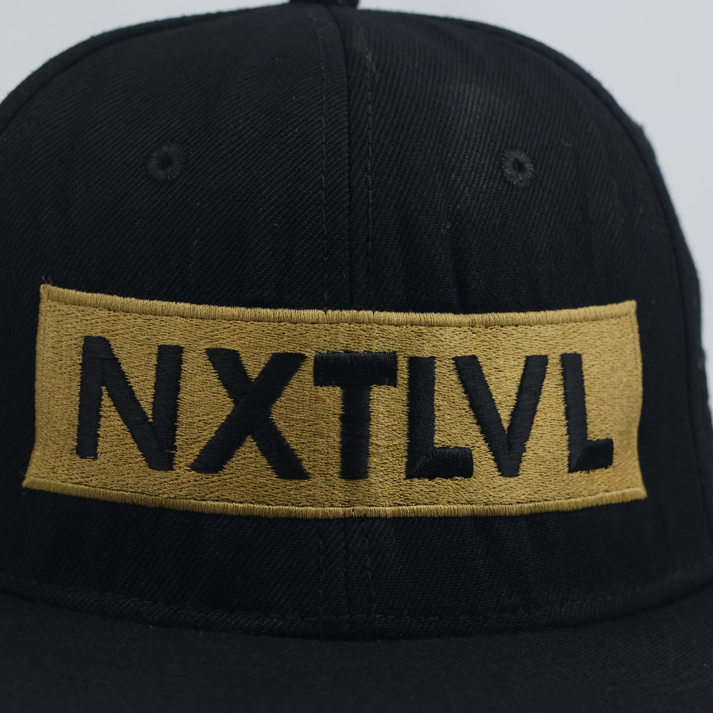 Thrifted Bozz Muzik NXTLVL Black & Gold Flat Brim Snapback Hat